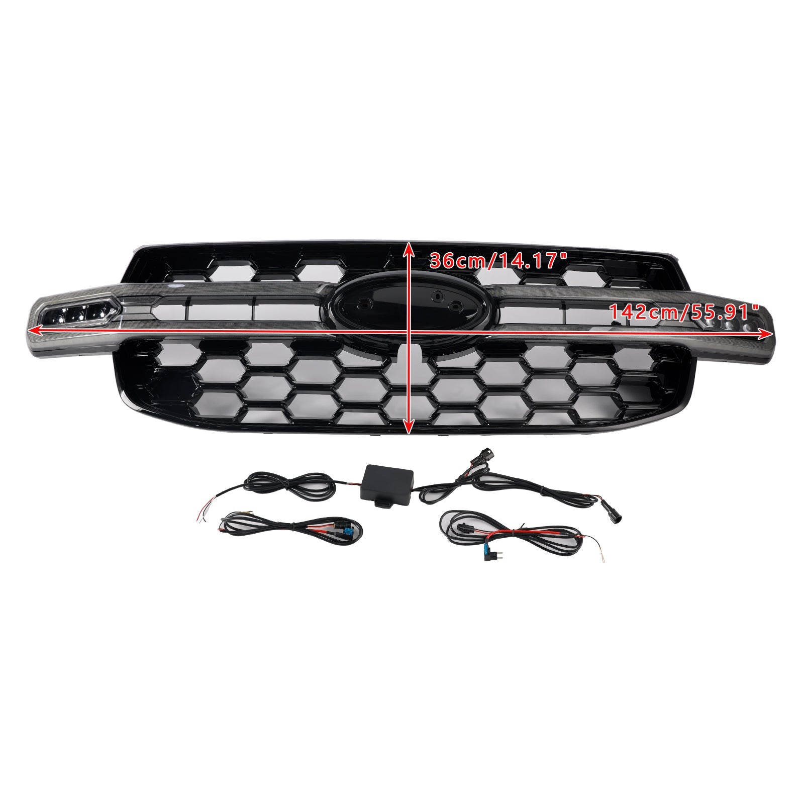 Front Bumper Grille Grill Fit Ford Ranger Everest Next Gen Wildtrak 2023-2024 (With White LED)