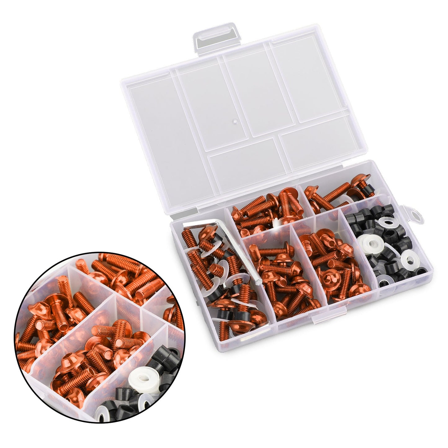 158Pcs Sportbike Windscreen Fairing Bolts Kit Fastener Clips Screws Orange