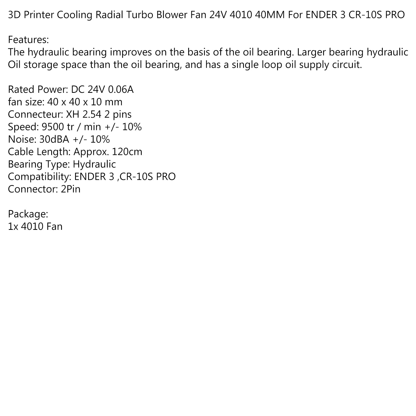3D Printer Hotend Radial Turbo Blower Fan 24V Accessory For ENDER 3 CR-10S PRO