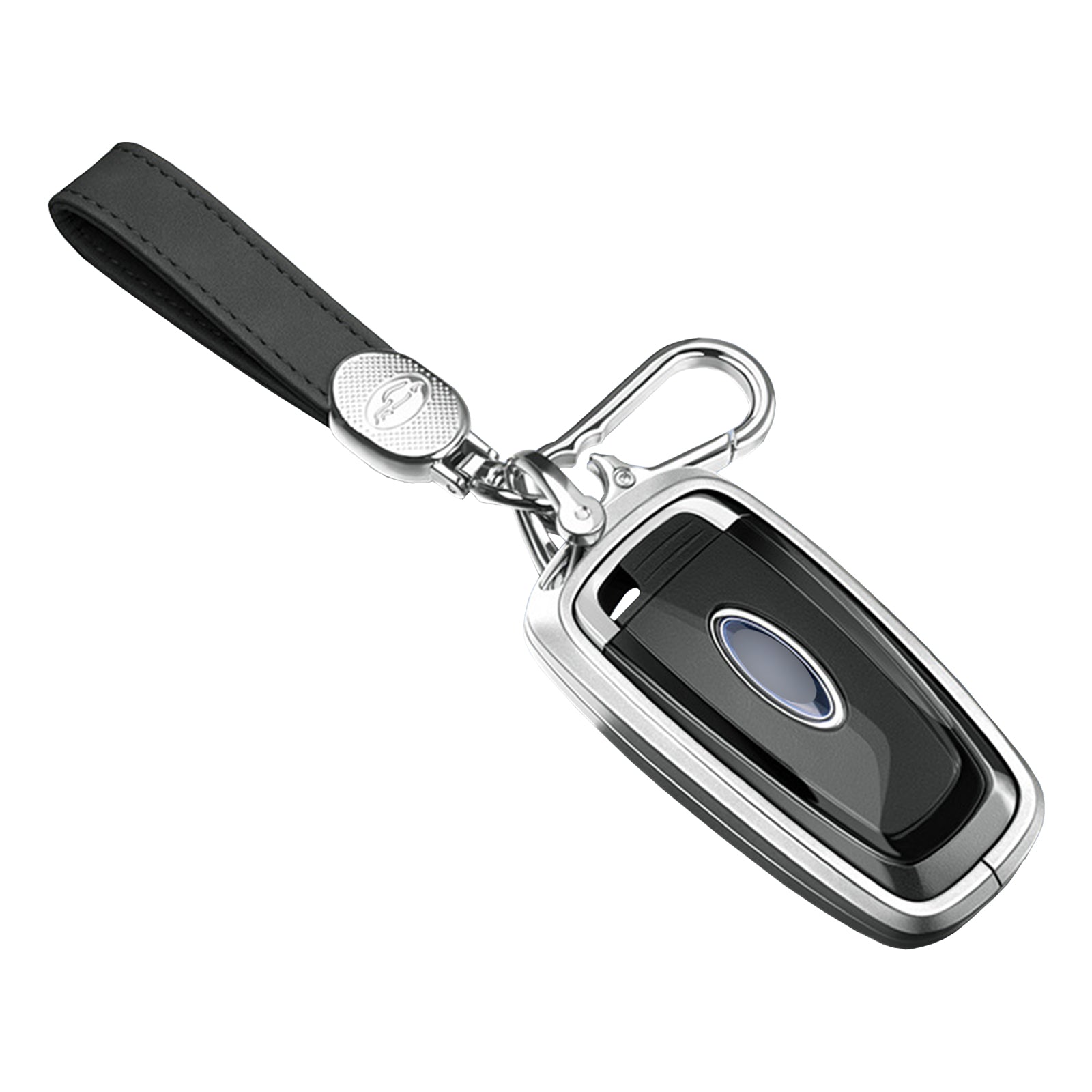 Aluminum Alloy TPU Silvery Car Key Case Cover With Buckle For Ford