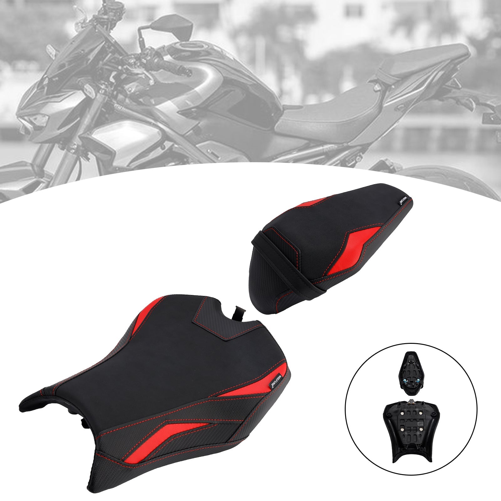 2025- For Kawasaki Z900 Zr900-F Front&Rear Raider Passenger Cushion Kit Red1