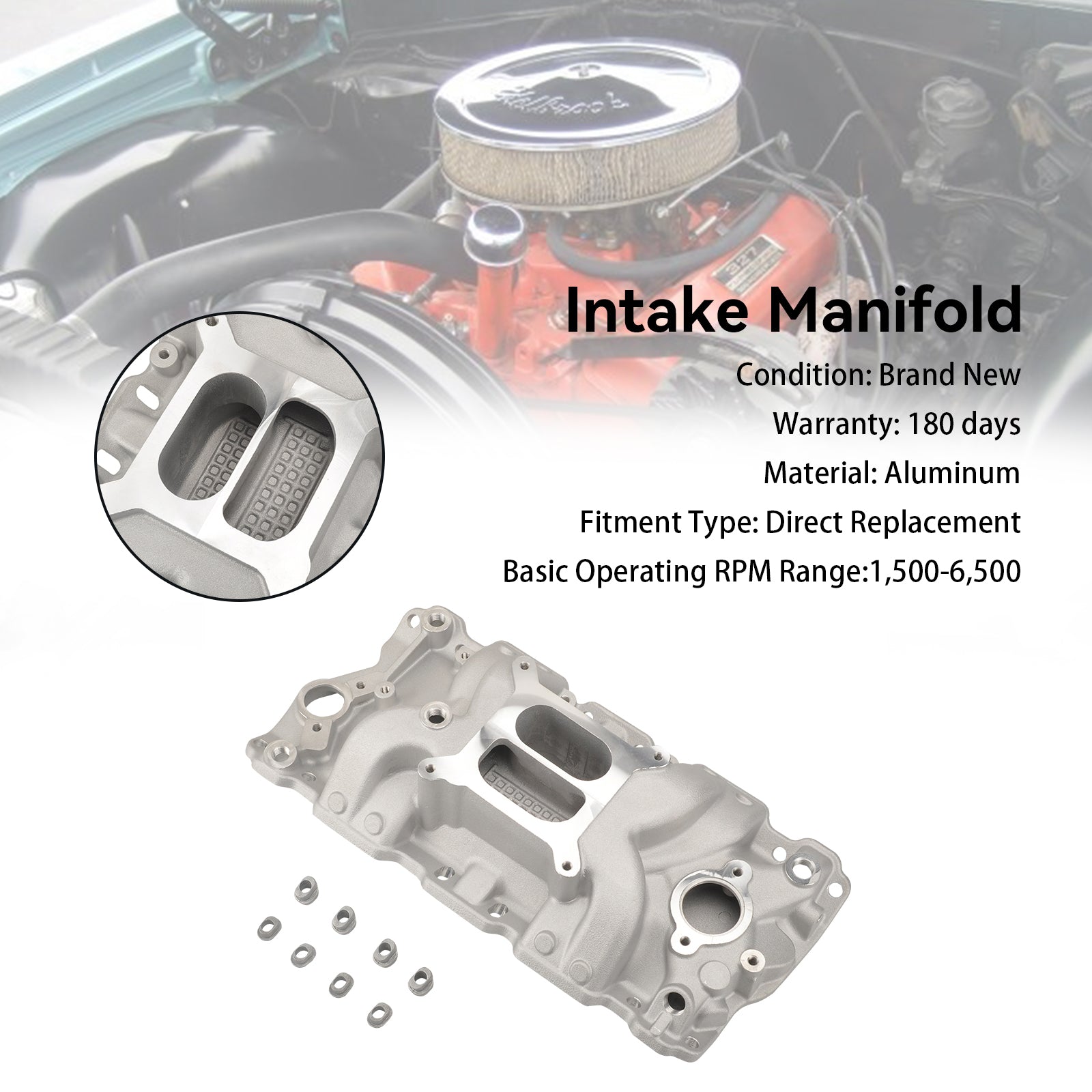 Dual Plane Intake Manifold fit Chevy Small Block 305 327 350 400 57-86 High Rise