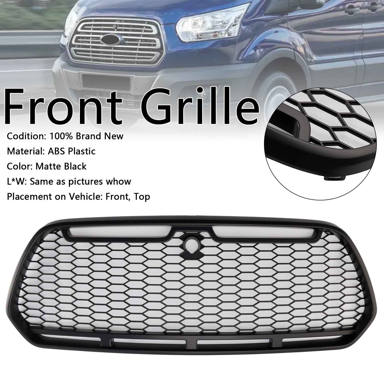 2015-2018 Ford Transit MK8 Raptor Matt Black Front Bumper Grill Grille