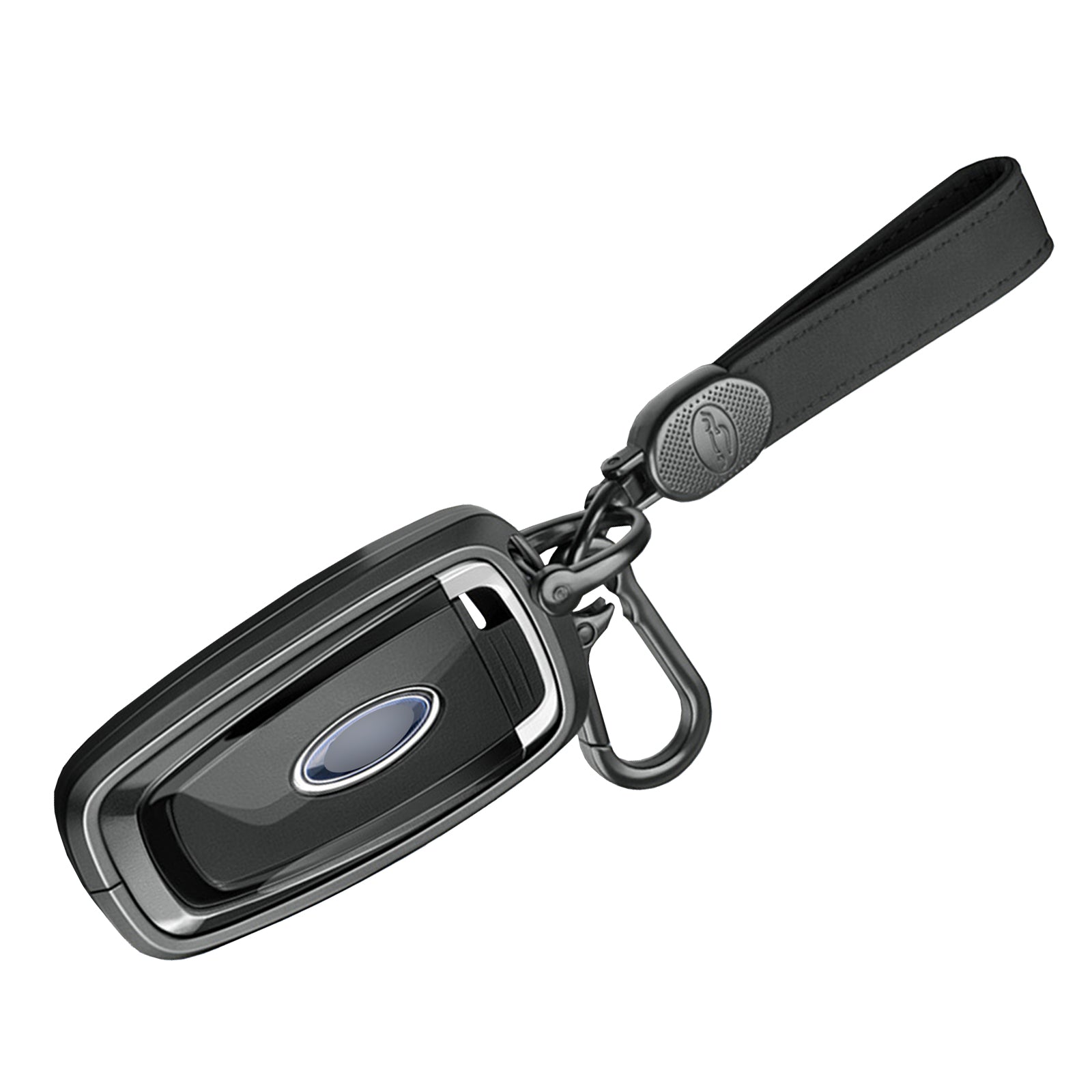 Aluminum Alloy TPU Black Car Key Case Cover With Buckle For Ford