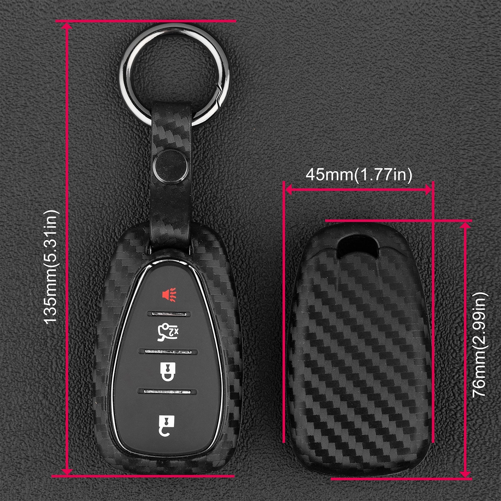 Leather Silicone Car Key Case Cover With Buckle For Chevrolet