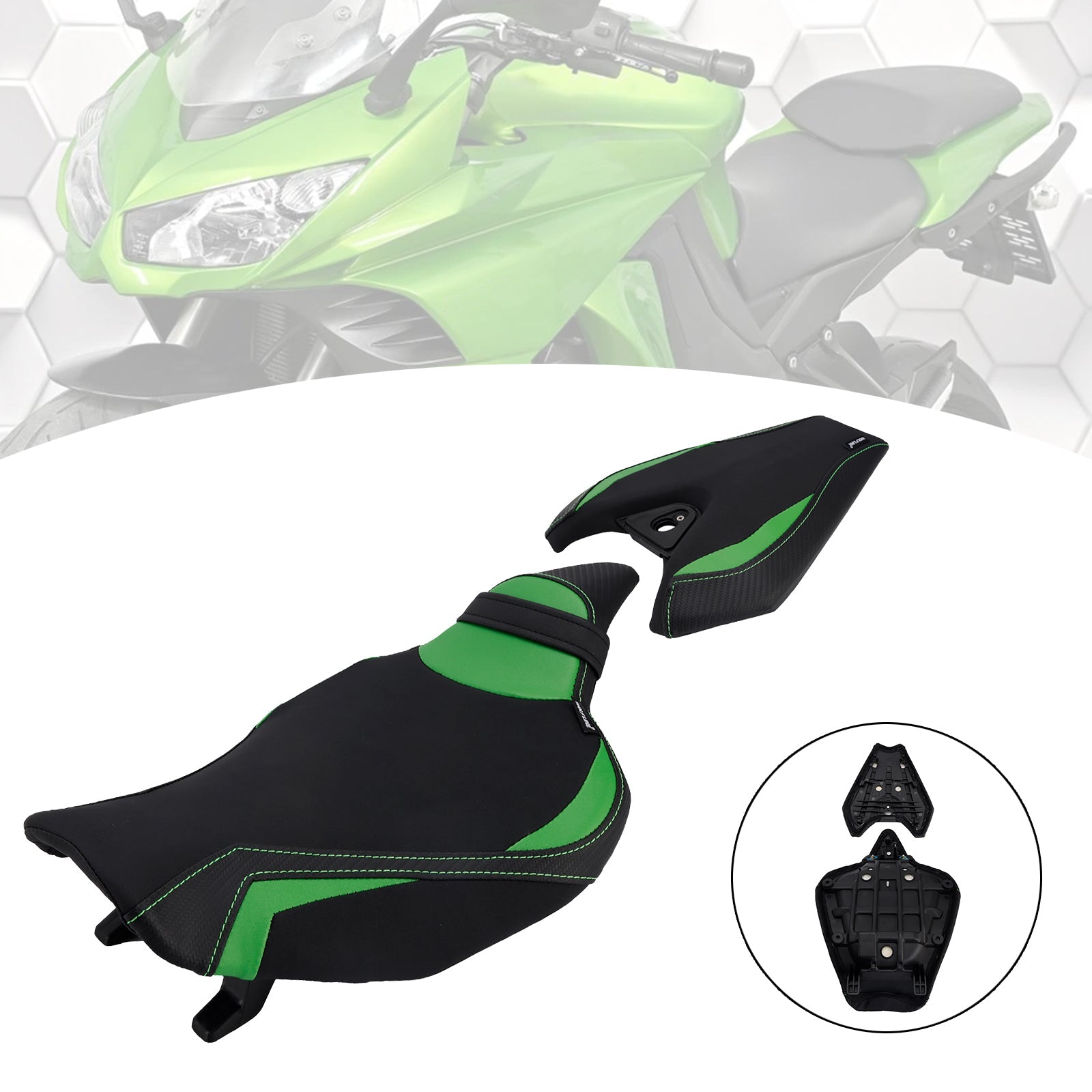 2014-2025 2024 For Kawasaki Z1000 Lower Front W/ Rear Seat Driver Pillion Green1