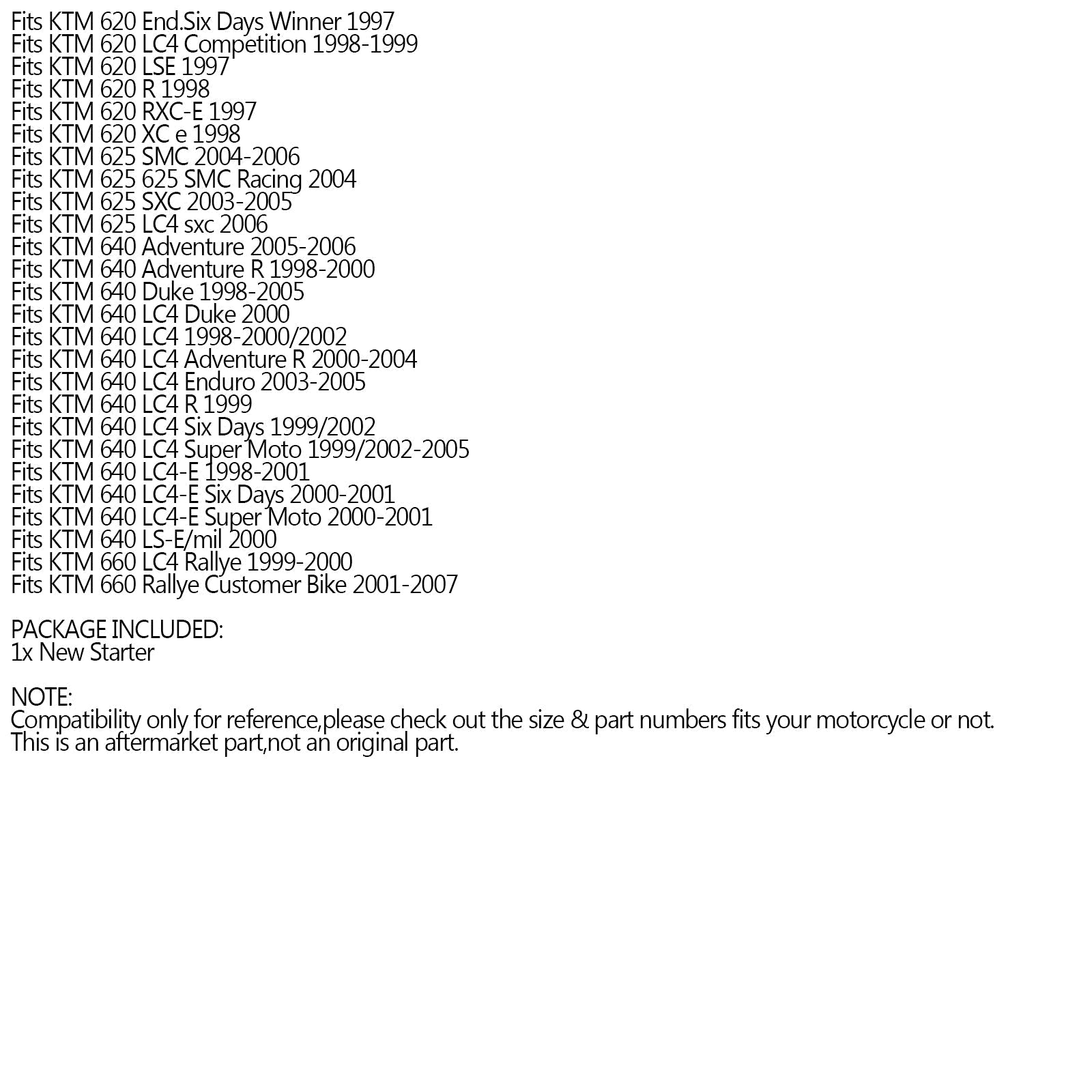 1998 KTM 620 XC e NEW Starter 58440001000 SMU0507 410-54131