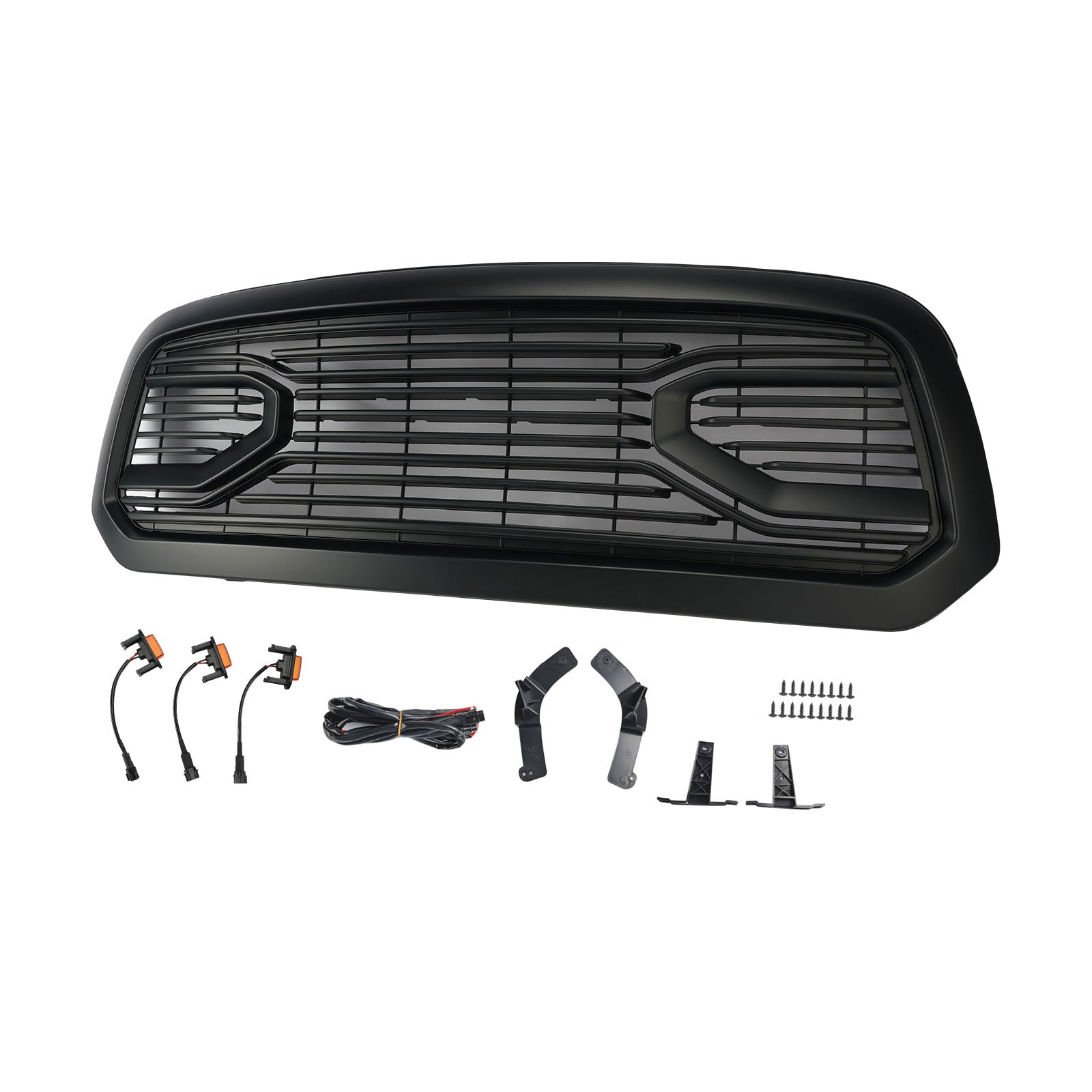 2013-2018 Dodge Ram 1500 Black Big Horn Style Front Bumper Grill Grille
