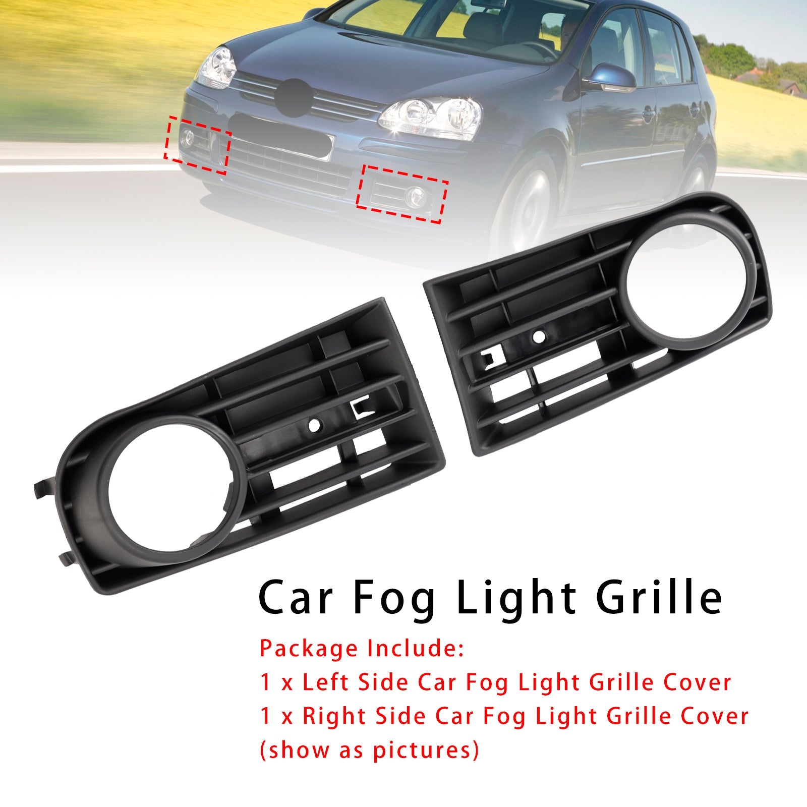 2005-2009 VW Golf V MK5 1 Pair Front Bumper Fog Light Grill Cover Bezel