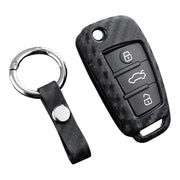 Leather Silicone Car Key Case Cover With Buckle For Audi