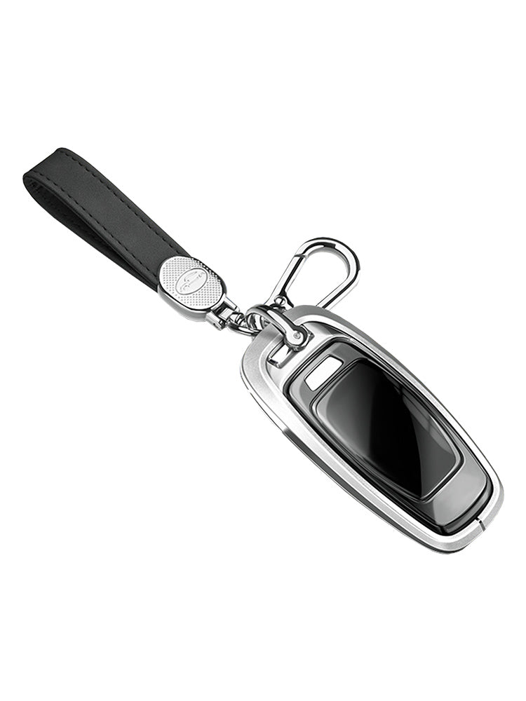 Aluminum Alloy TPU Silvery Car Key Case Cover With Buckle For Audi a6l a4l a3