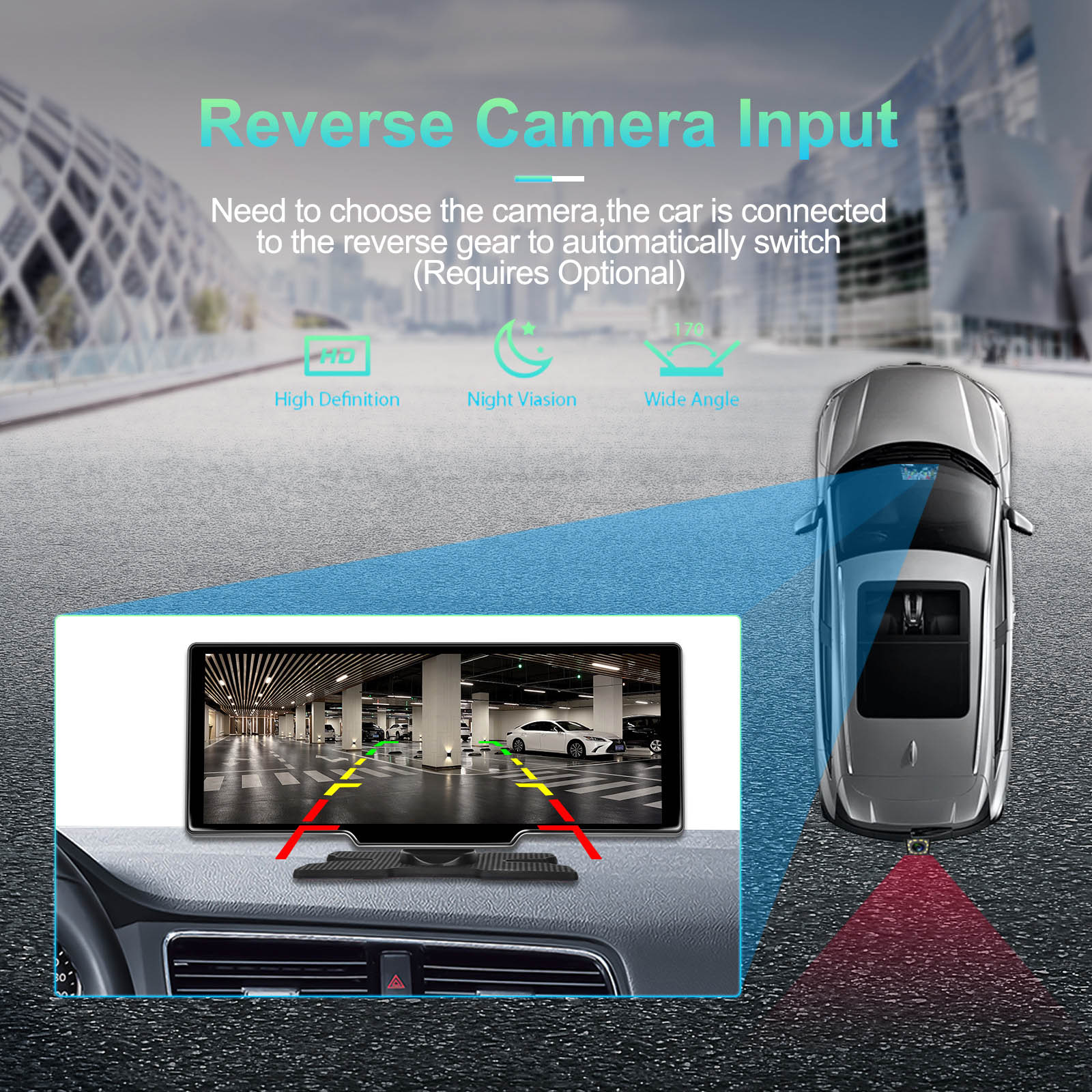 10.77" Portable Bluetooth Car Navigation Wireless Carplay HD Large Touch Screen