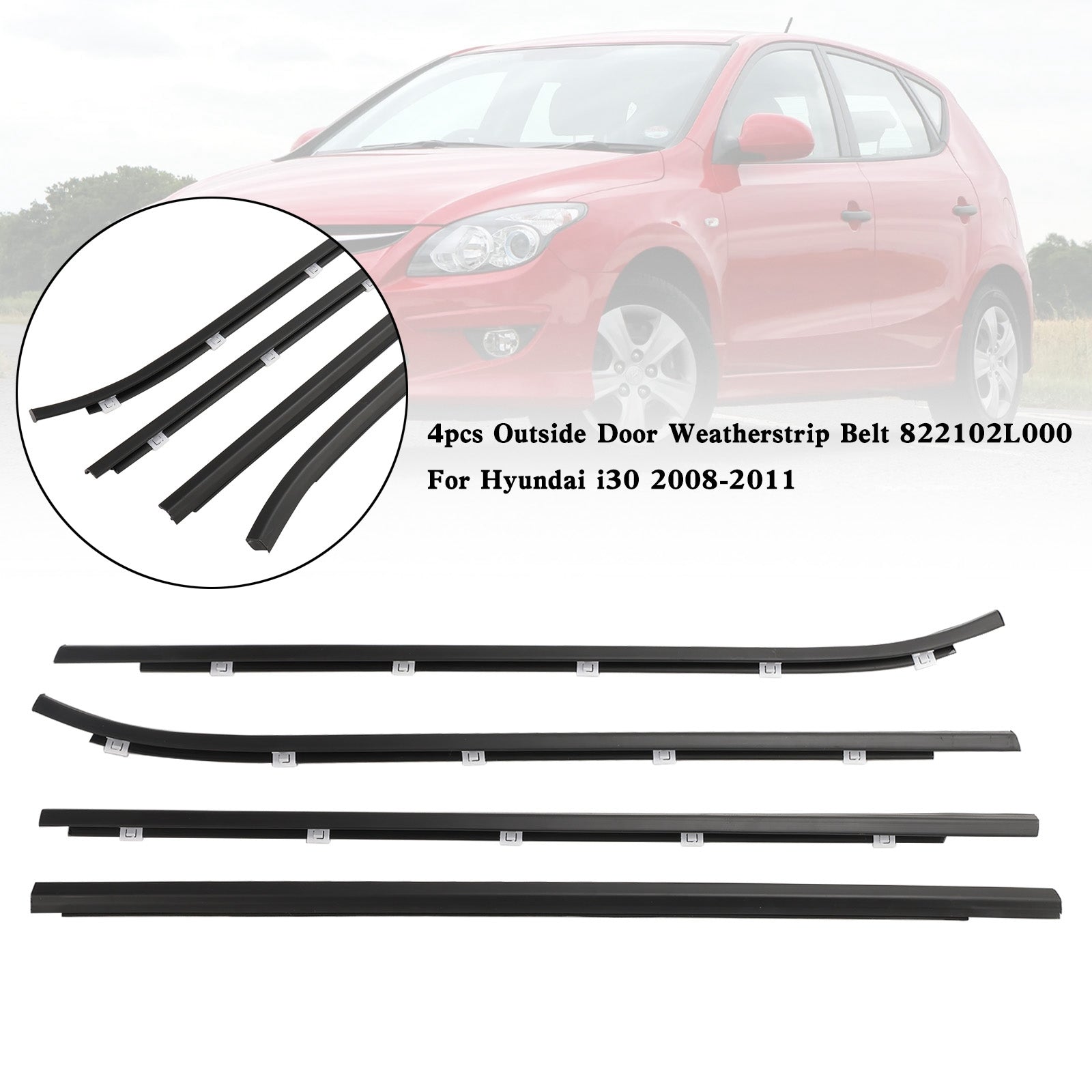 2008-2011 Hyundai i30 4pcs Outside Door Weatherstrip Belt 822102L000