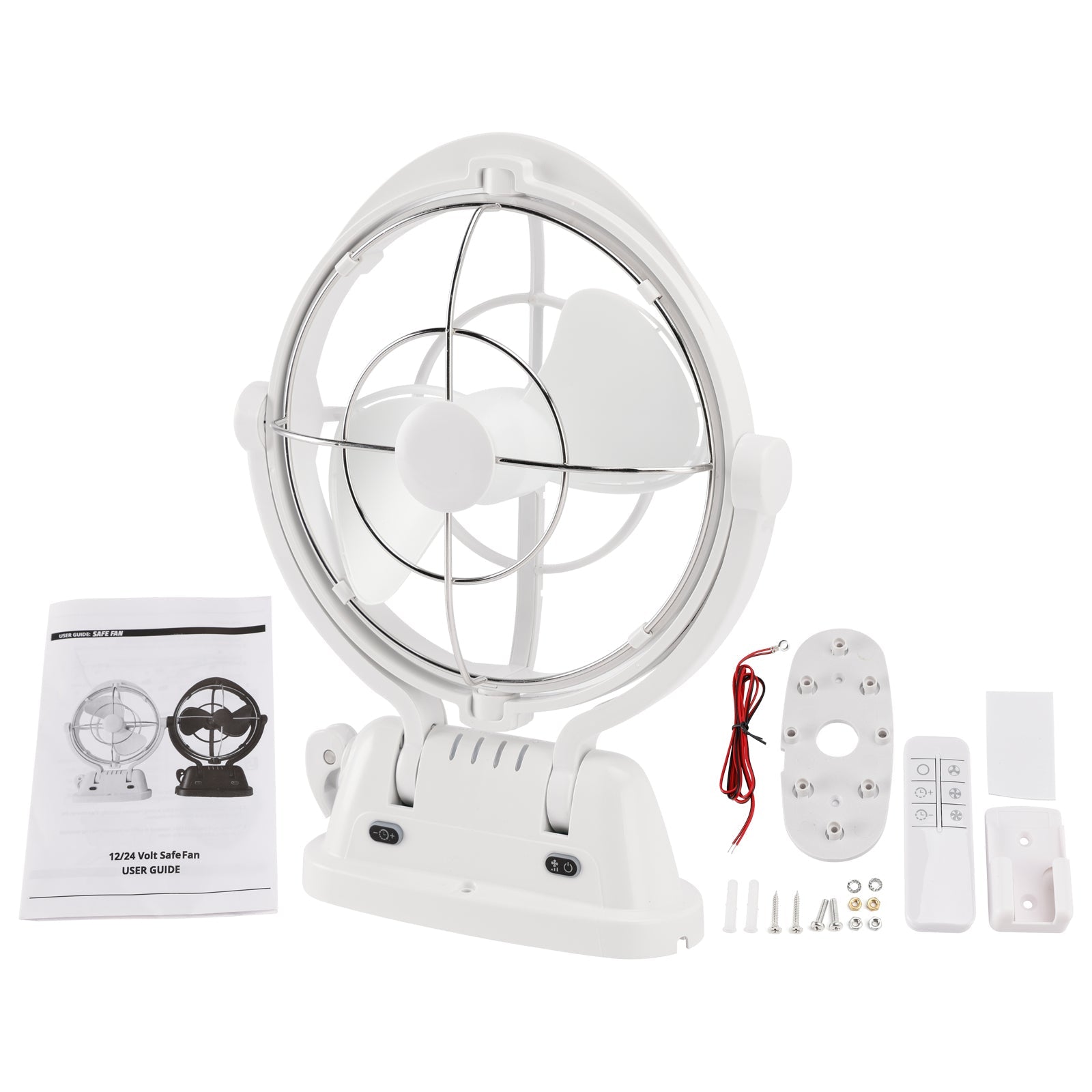 12V/24V Auto-Sensing Low-Power Draw Fan For Boats and RV White