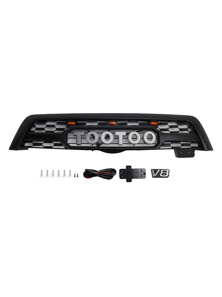 Matte Black Front Bumper Grill Grille Fit Toyota Sequoia 2005-2007 W/ Led Light