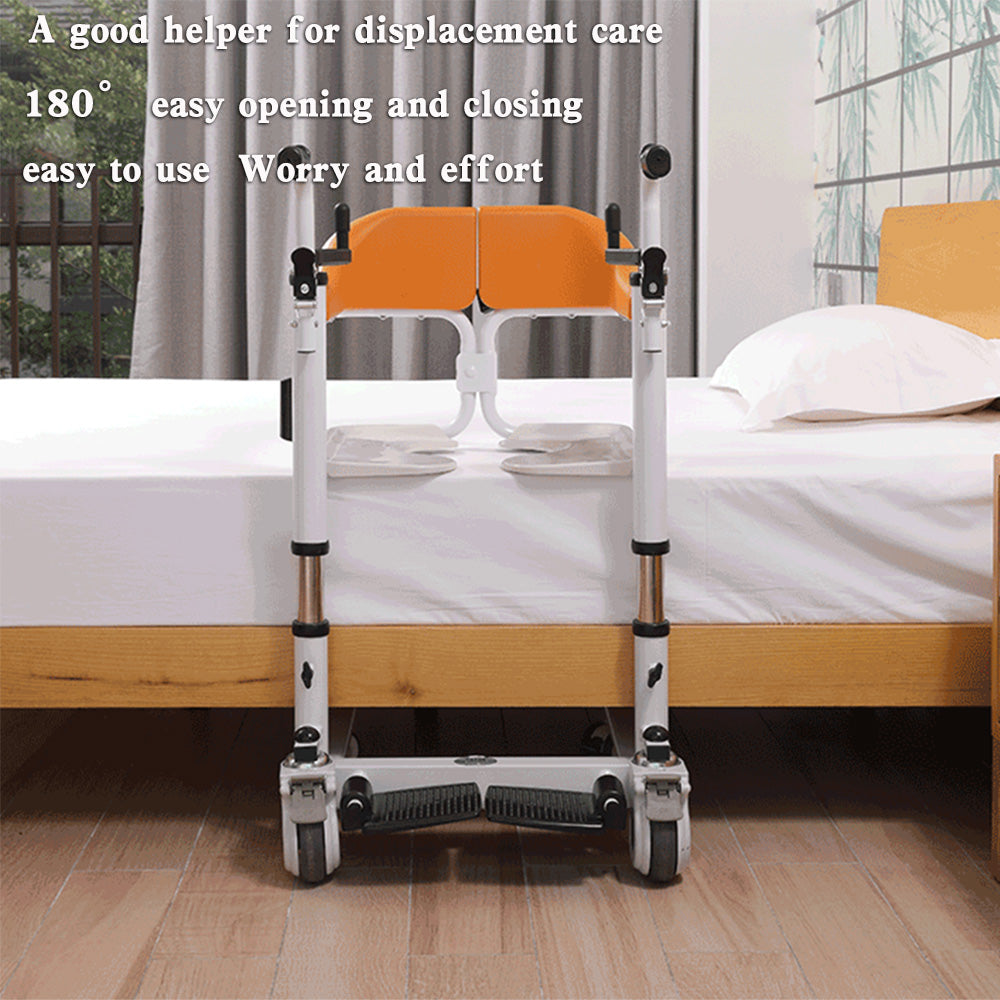 Lift For Elderly Patient Transfer Wheelchair W/180° Split Seat and Bedpan
