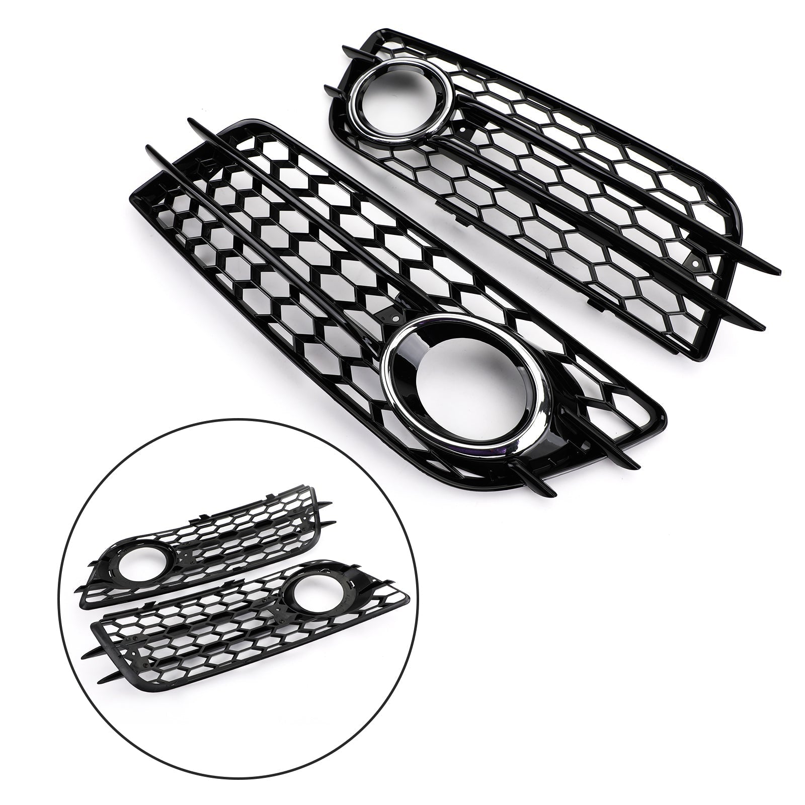 Audi S4 2008-2012 Honeycomb Style Fog Light Grill Replacement Grille Bumper