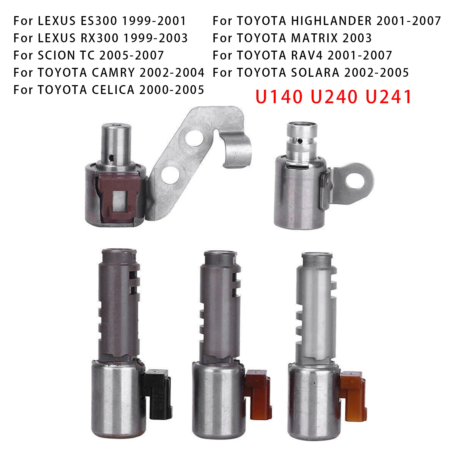 2003 TOYOTA MATRIX 5PCS Transmission Solenoid Kit U140 U240 U241