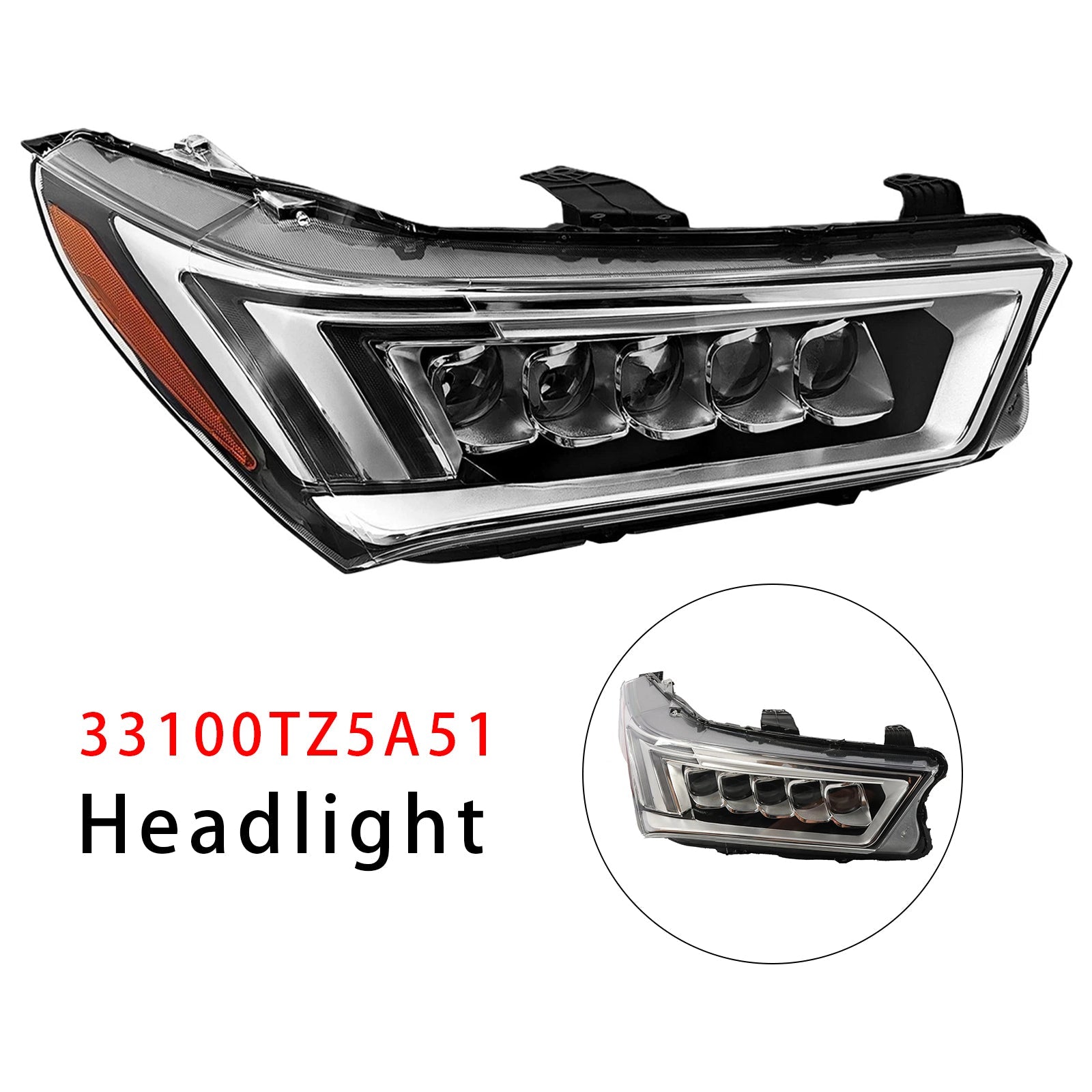 Front Right LED Headlight 33100TZ5A51 For Acura MDX 2017-2020