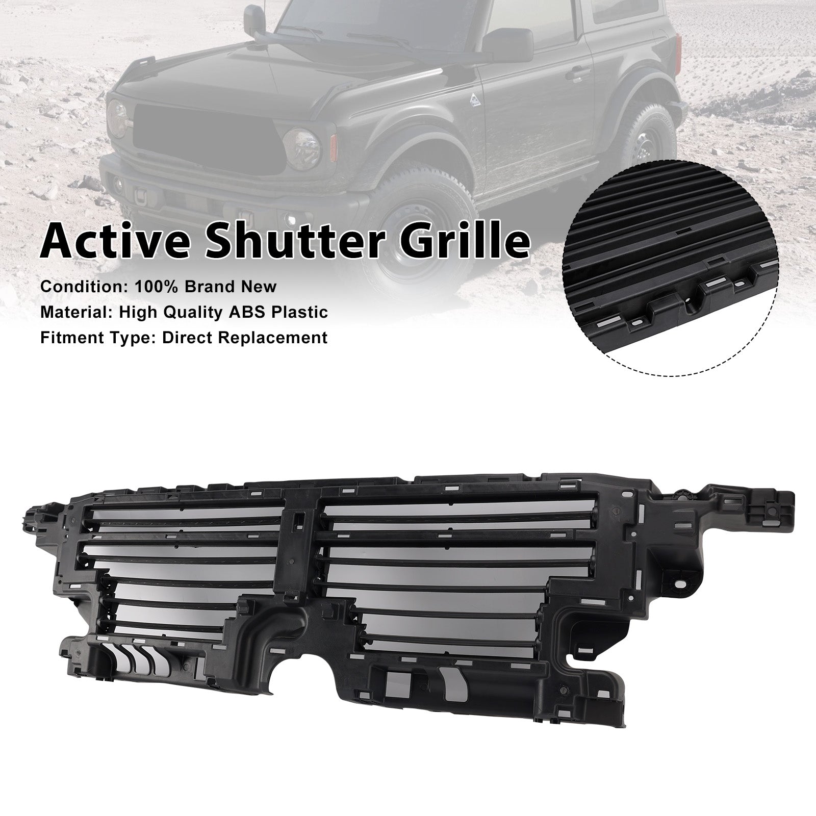 2021-2023 Fit Ford Bronco Air Collecting Hood Grille Shutter P2DZ16138A W/O Motor