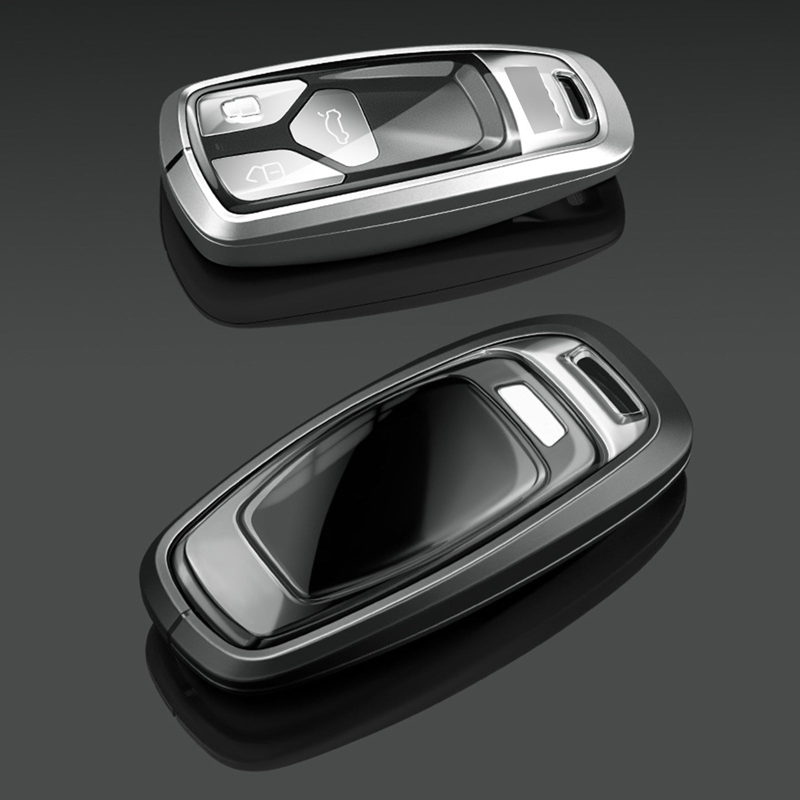 Aluminum Alloy TPU Silvery Car Key Case Cover With Buckle For Audi a6l a4l a3