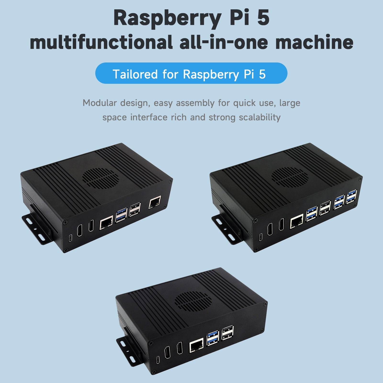 Raspberry Pi 5 Extension All-in-One PCIE Extension Plate Double HDMI 4K Output