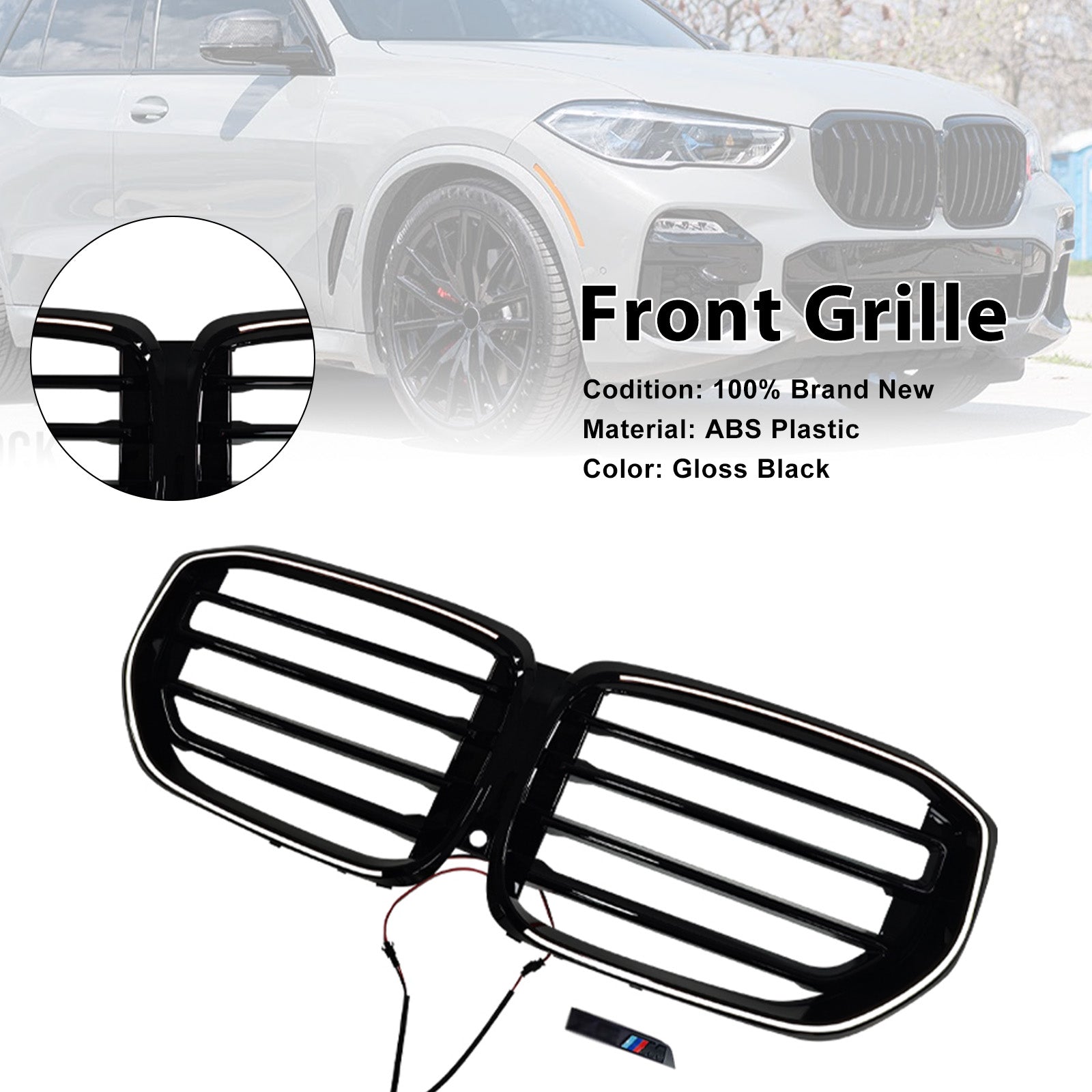 2024+ Fit BMW G05 LCI X5 Single Line W/LED M-Style Front Bumper Grille Grill