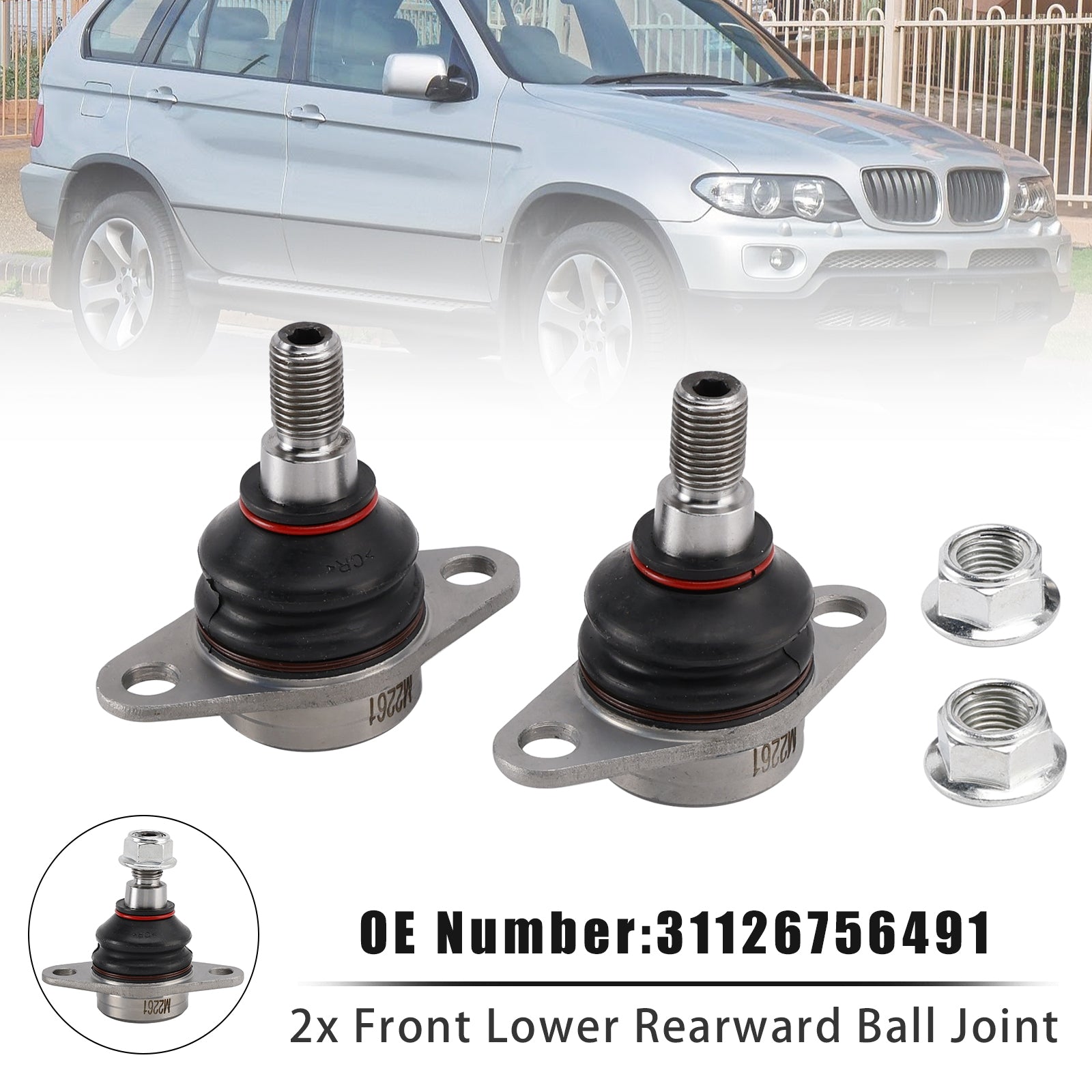 2x Front Lower Rearward Ball Joint 31126756491 For BMW X5 E53 2000-2006 All Models