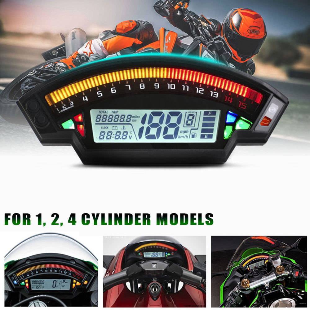 Motorcycle Lcd Rpm Digital Display Odometer Speedometer Gauge Meter Backlight Generic