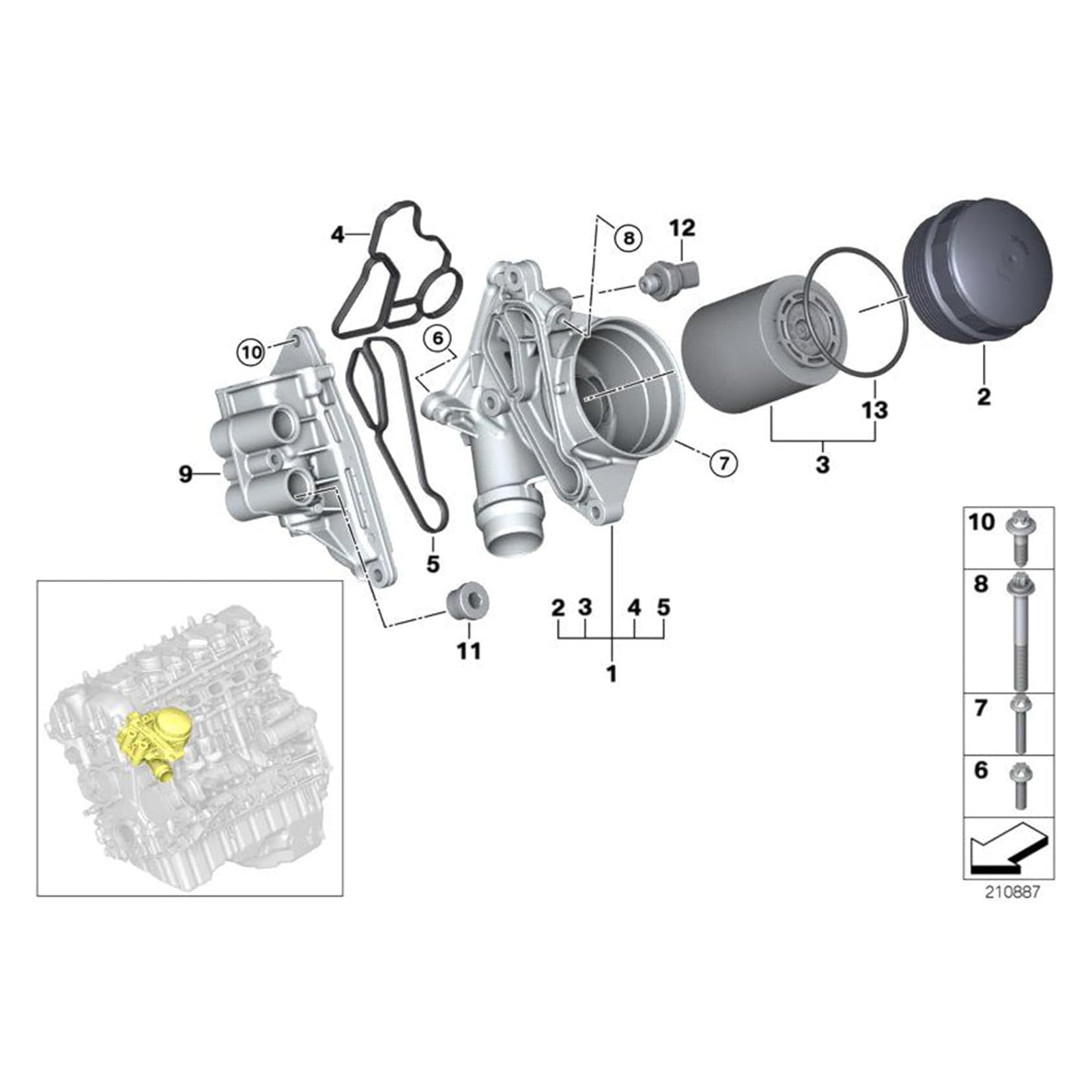 2013 BMW 328i xDrive Base Sedan 4-Door Engine Oil Cooler Oil Filter Assembly 11428637812
