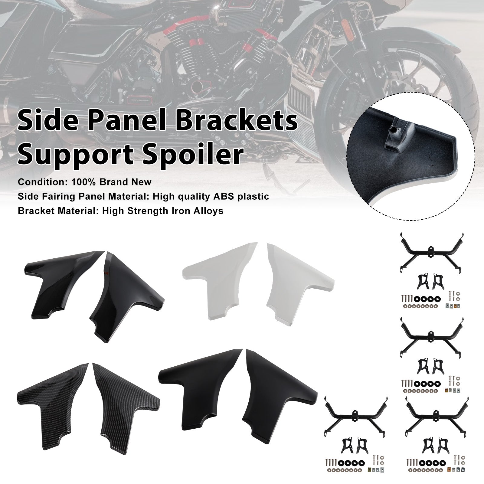 2023-later FLTRXSE and 2024 FLTRX and FLTRXSTSE models Side Panel Brackets Support Spoiler
