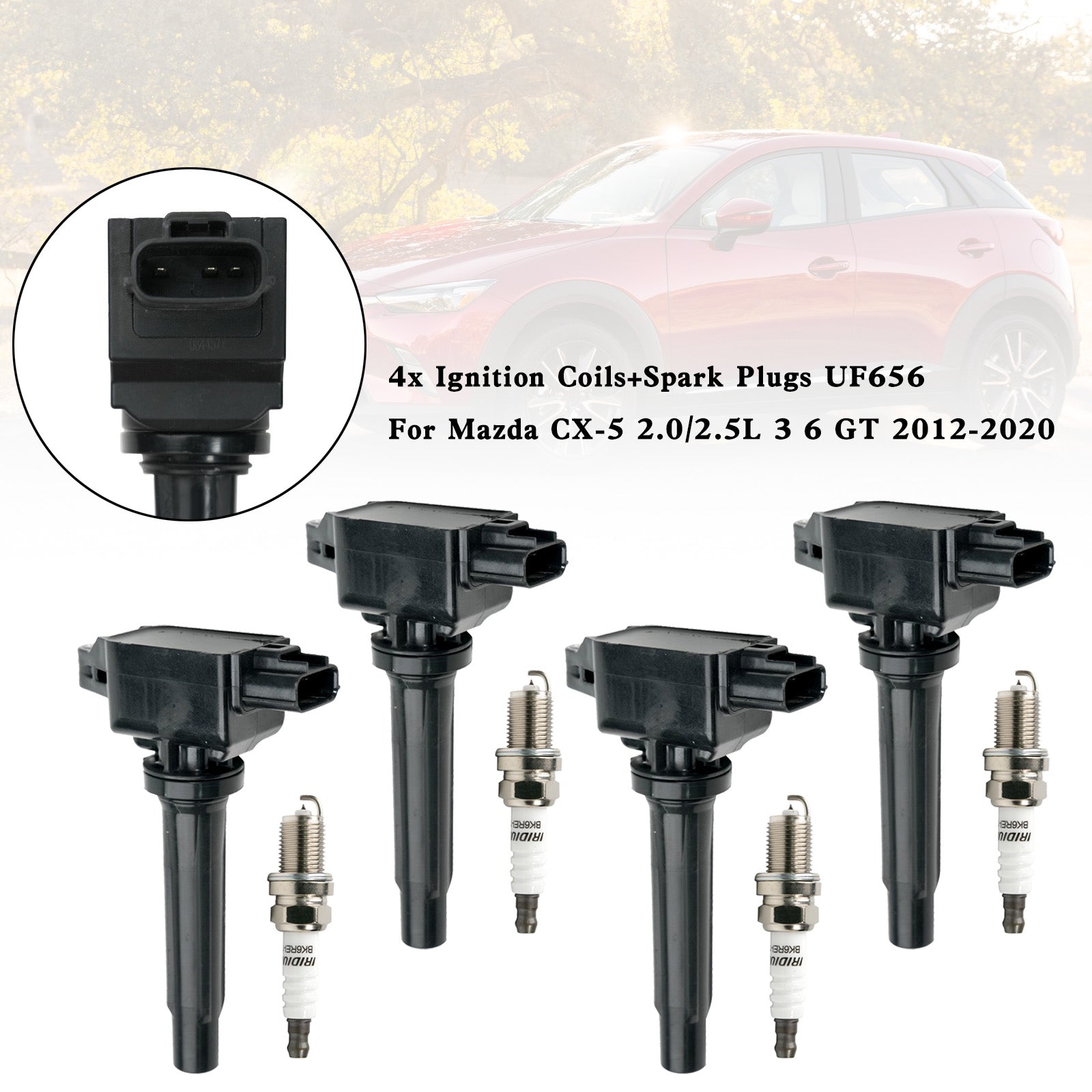 2013-2018 Mazda CX-5 2.0L L4 4x Ignition Coils+Spark Plugs UF656 Fedex Express