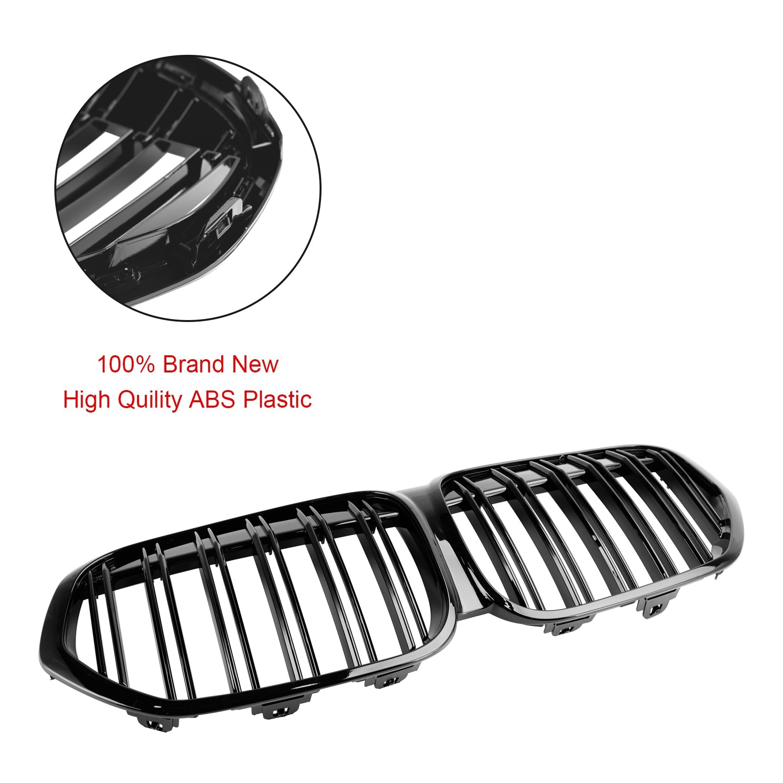 BMW X1 F48 F49 Dual Slat 2019-2021 Gloss Black Front Kidney Grille Grill
