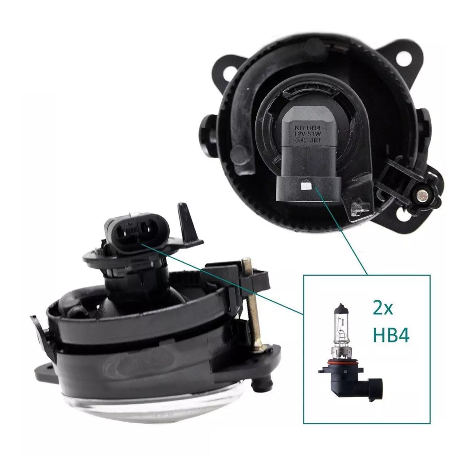 2006-2010 VW Touareg Pair Front Fog Light With Bulbs