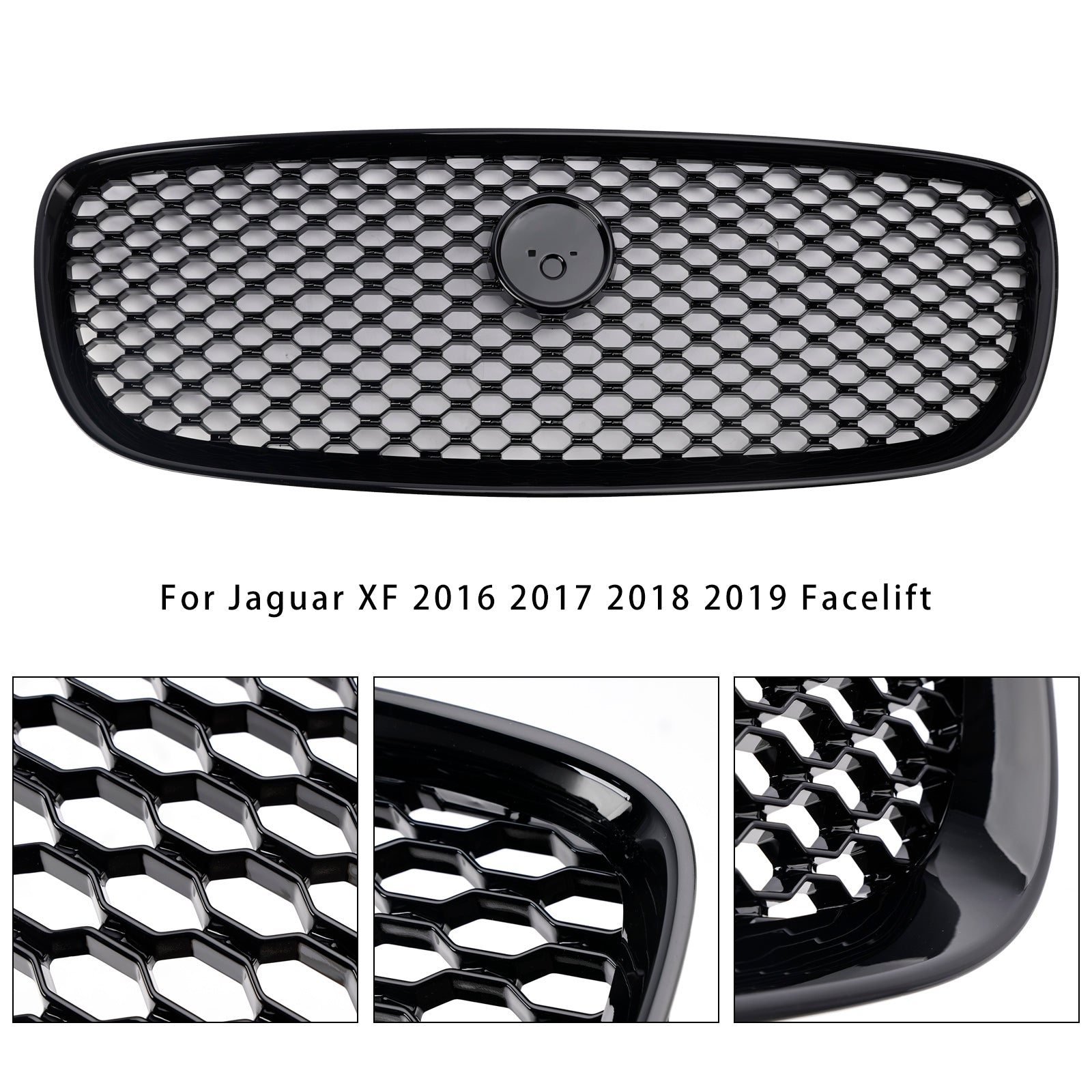 Jaguar XF 2016-2019 XF-R Style Front Bumper Grill Grille Gloss Black