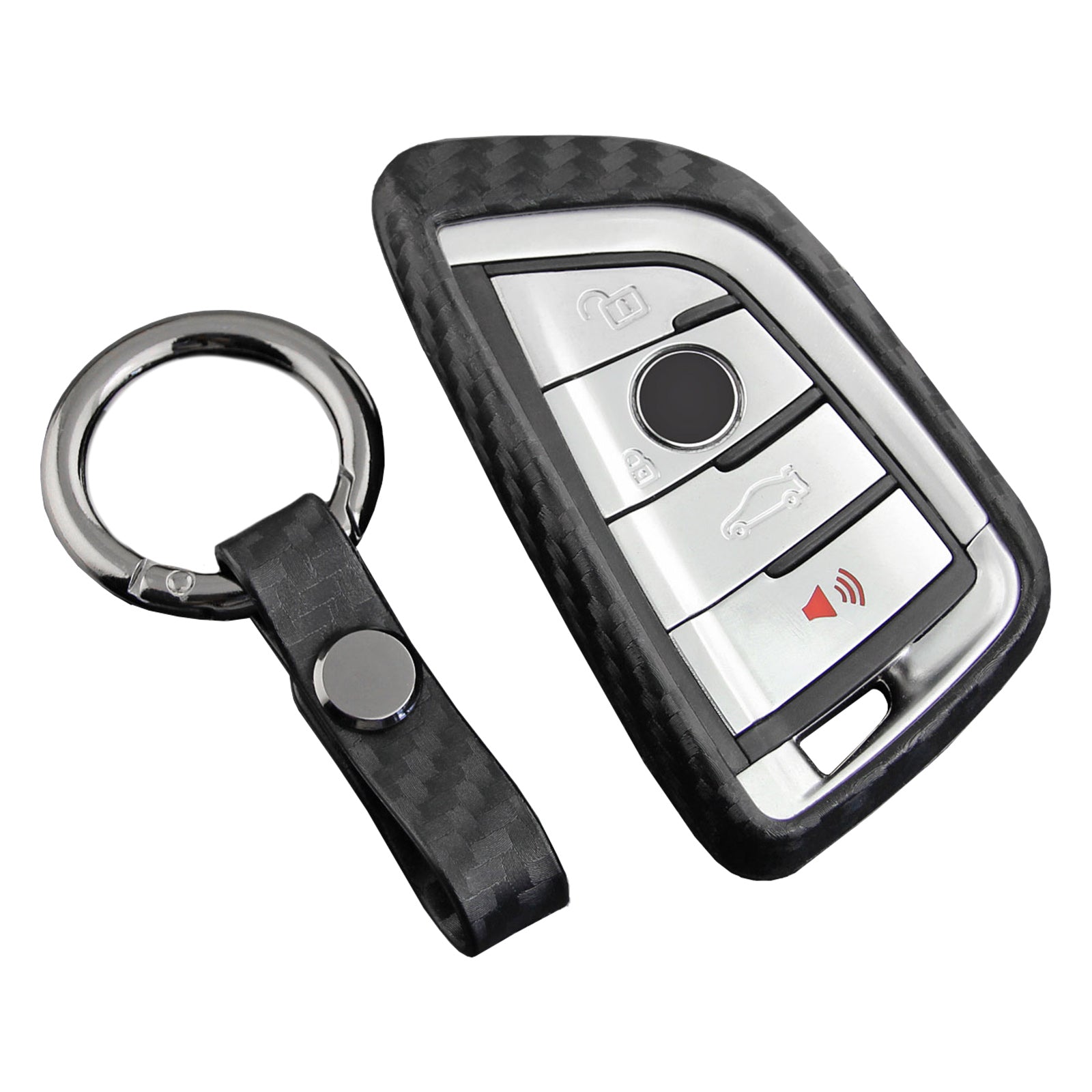 Leather Silicone Car Key Case Cover With Buckle For BMW