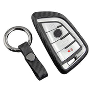 Leather Silicone Car Key Case Cover With Buckle For BMW