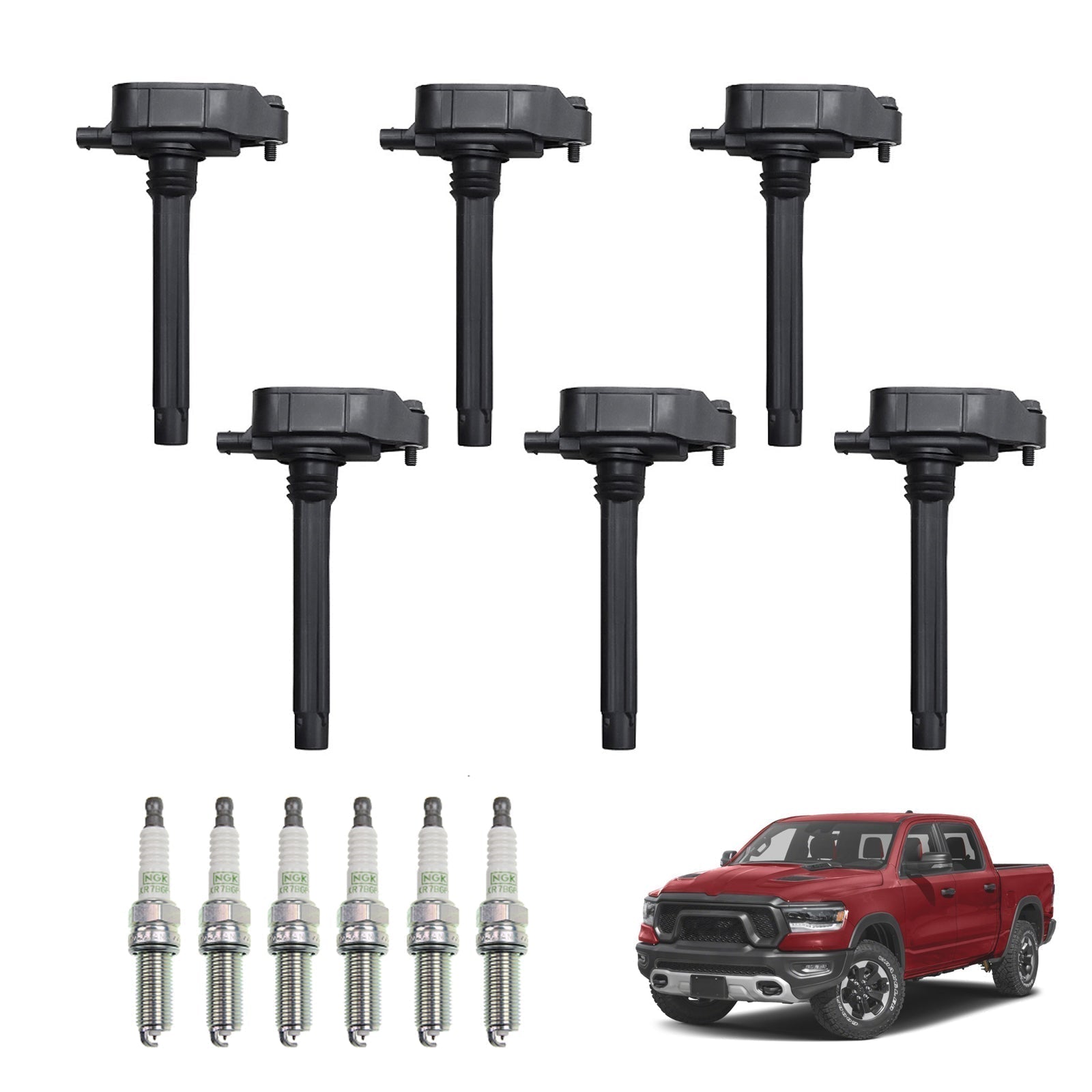 2019-2021 Ram 1500 3.6L 6pcs Ignition Coil+Spark Plug UF807 0221504038 68223569AB