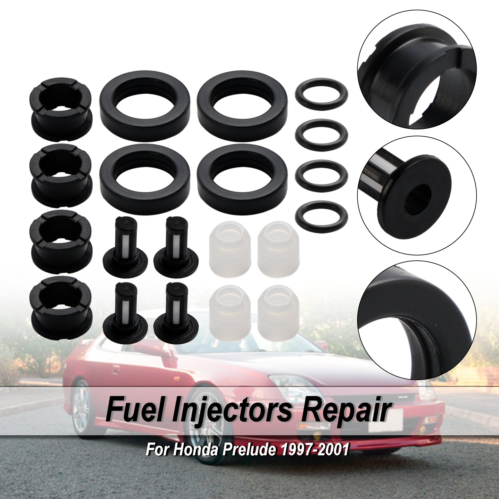 1997-2001 Honda Prelude Fuel Injector Repair Service Kit H22A4 FJ582