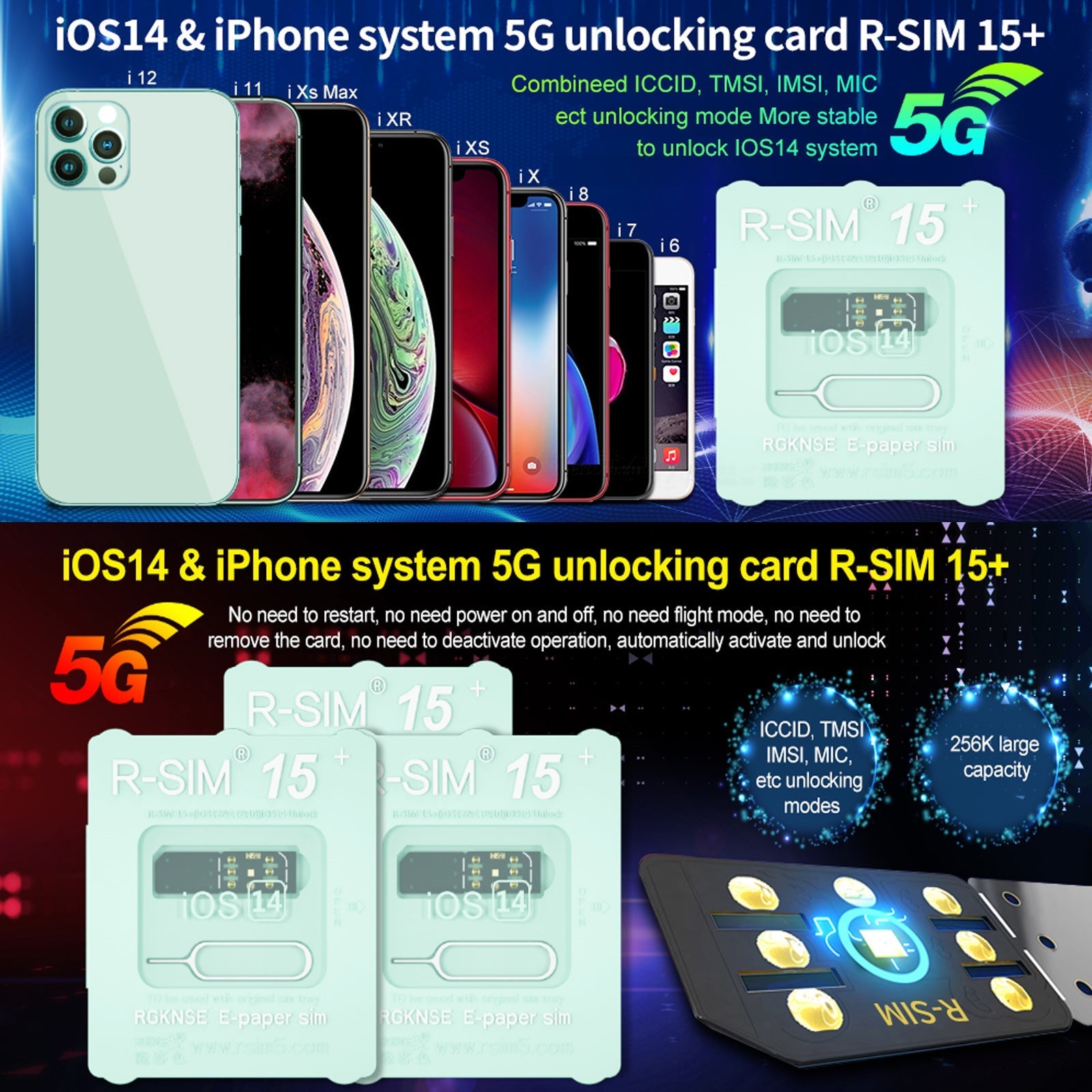 Upgrade RSIM-15+ 15 Nano Unlock Card for iPhone 13 Pro 12 Pro Max X Max 8 iOS15