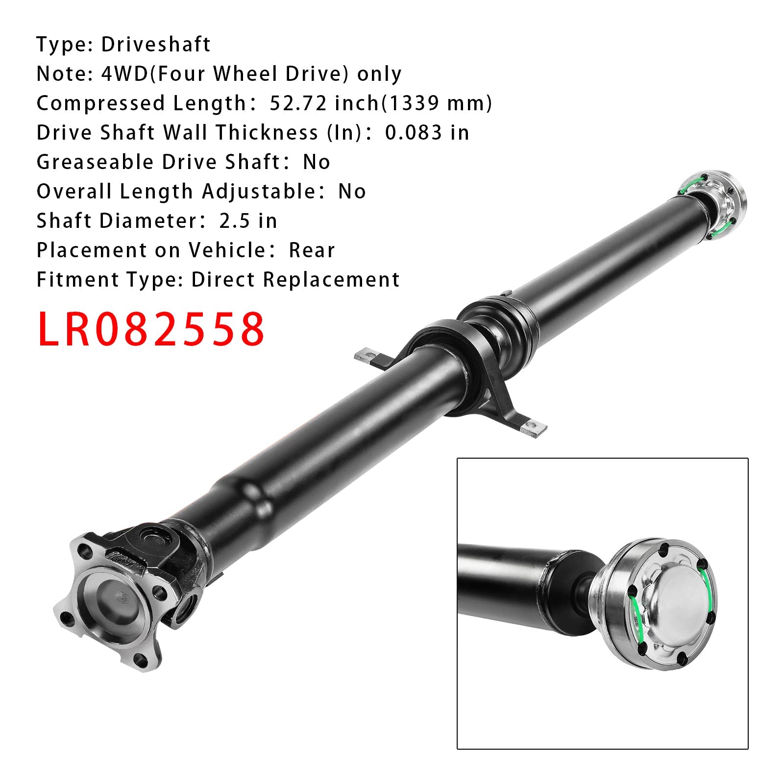 2017-2019 Land Rover Range Rover Sport V8 5.0L Rear Side 4WD Rear Drive Shaft Assembly LR082558