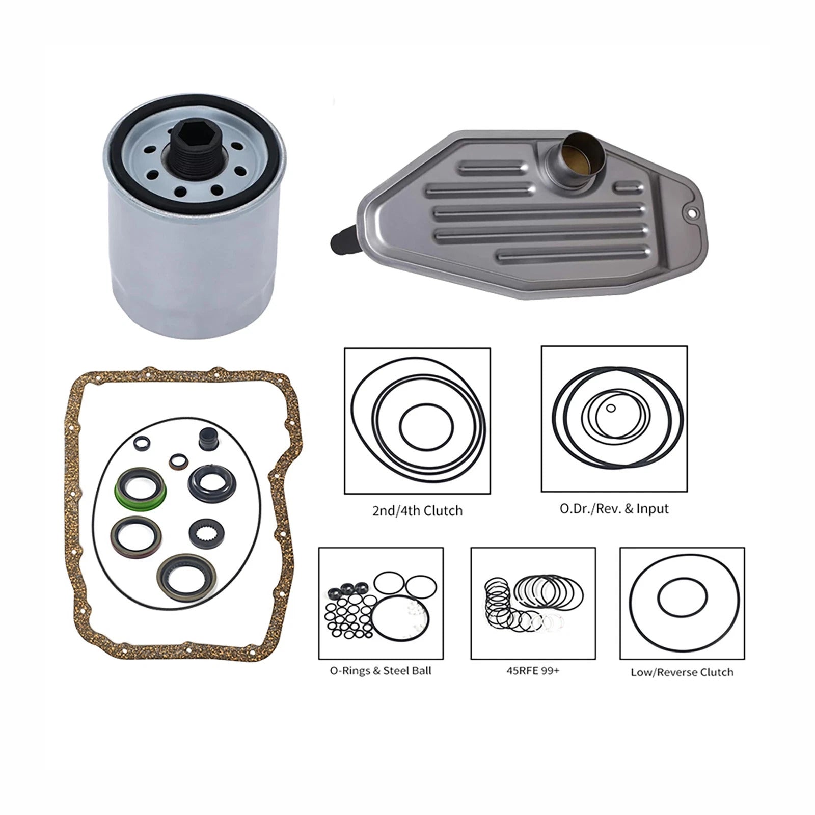 2009-2010 Dodge Ram 2500 5.7 L Transmission Master Rebuild Kit & 4WD Filter Friction Steel 45RFE 545RFE 65RFE