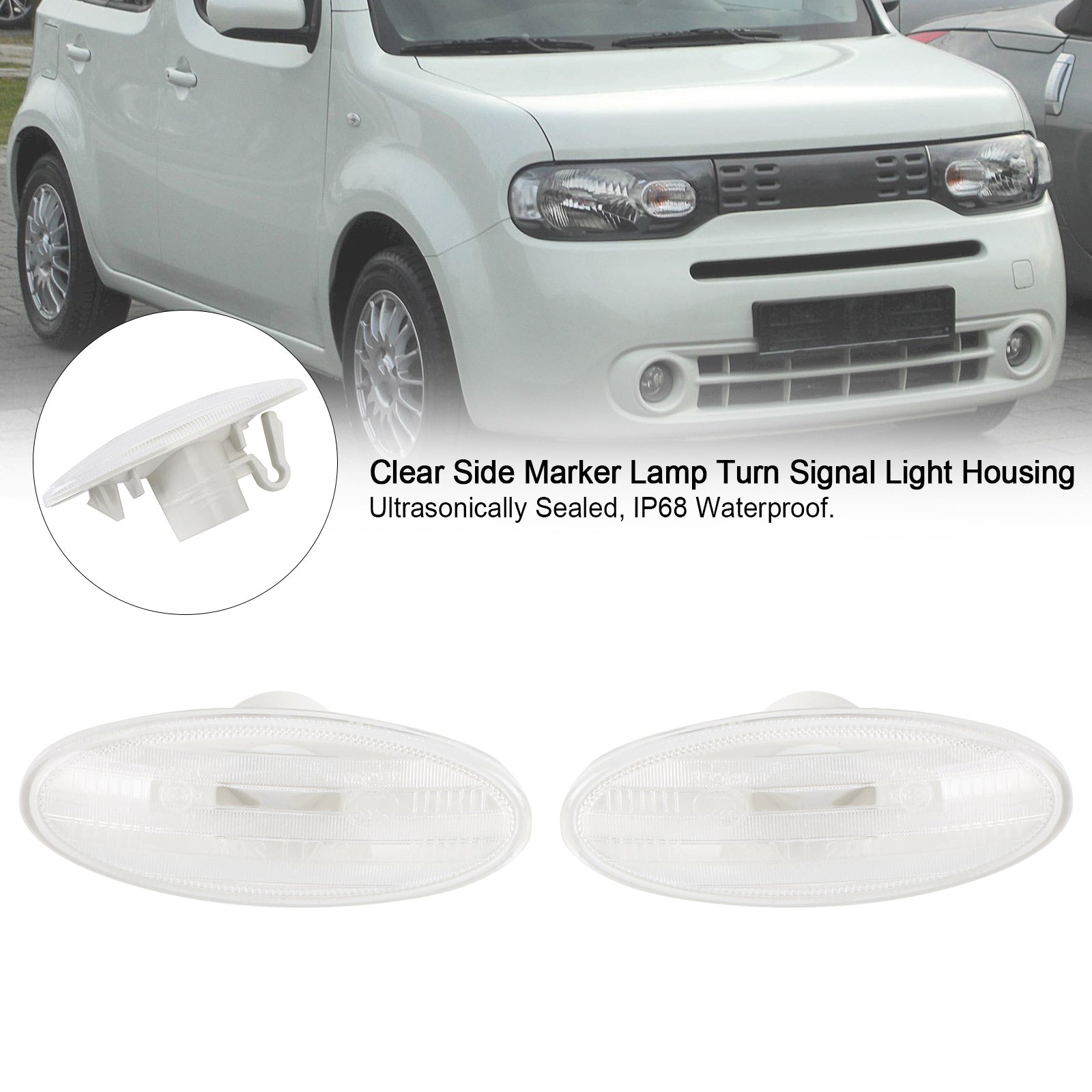 2X Clear Side Marker Lamp Turn Signal Light Housing for 2014-up for Smart Forfour W453 26160-89900