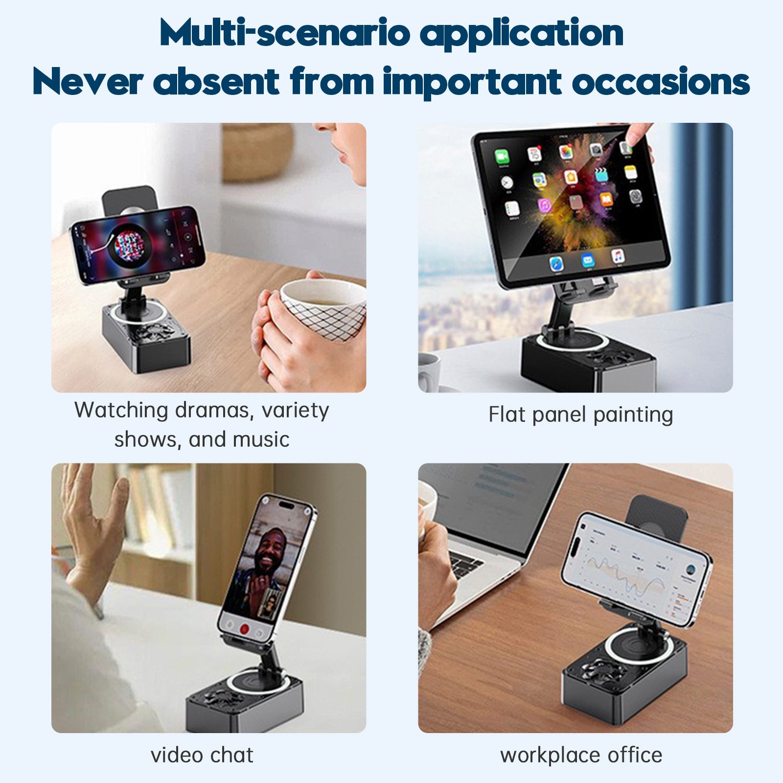 4 in 1 Phone Holder Bluetooth Speaker Wireless Charger Power Bank Desktop Live