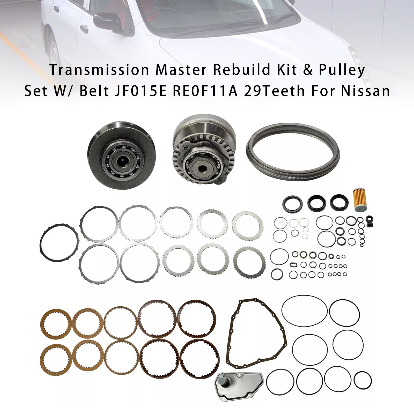 2012-2013 MITSUBISHI i L3 0.7L Transmission Master Rebuild Kit & Pulley W/ Belt JF015E RE0F11A 29T