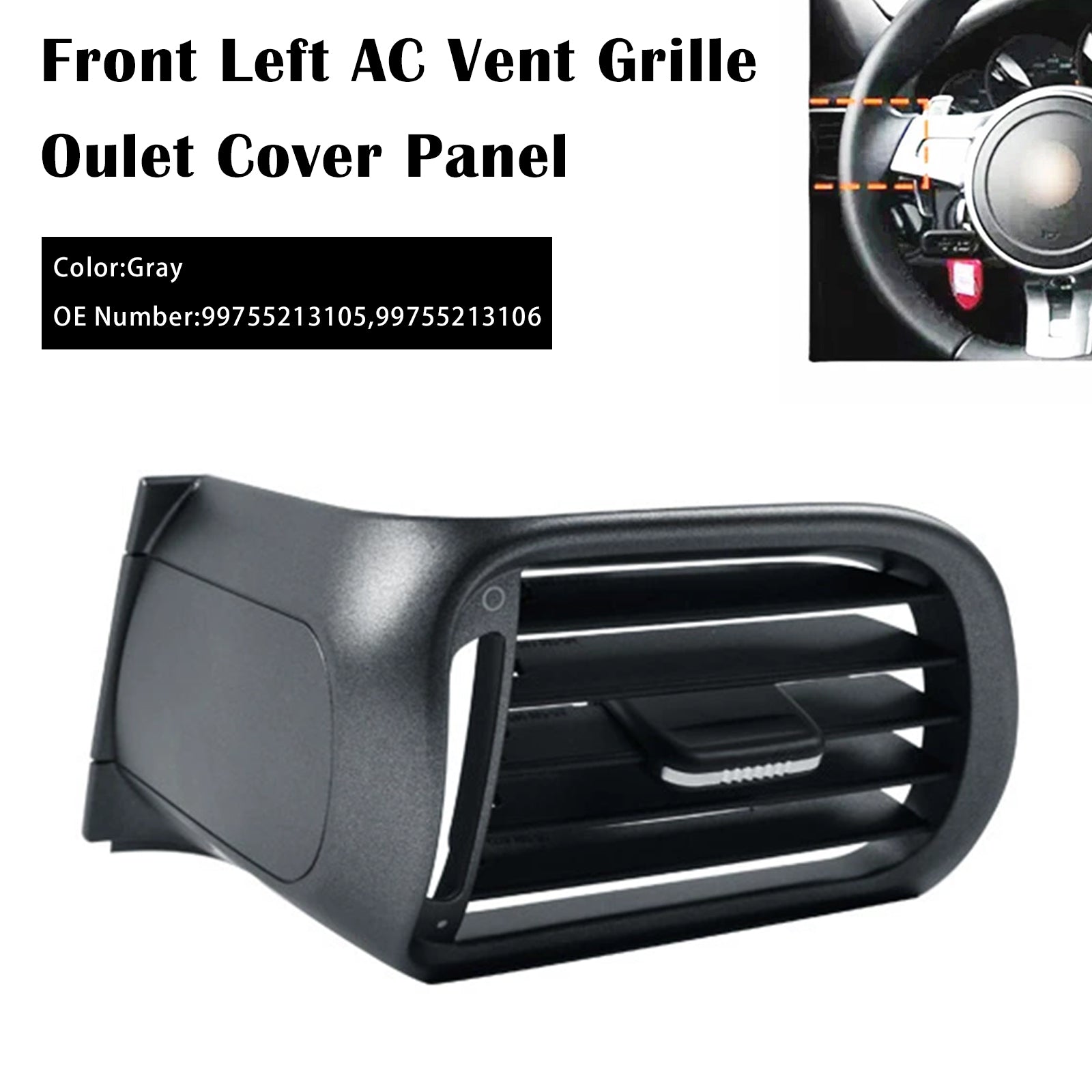 2004-2011 Porsche Targa 997 Front Left AC Vent Cover Gray 99755213105 99755213106
