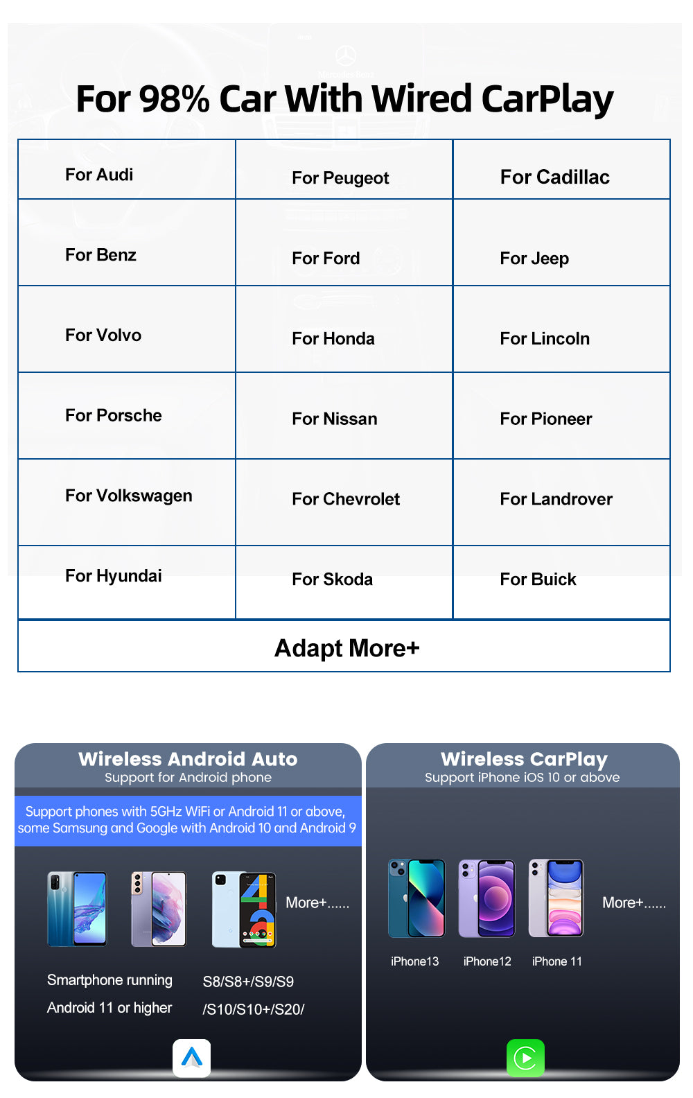 Carlinkit Carplay AI Box Plus Android 13 8+128GB Wireless Auto Bluetooth Adapter