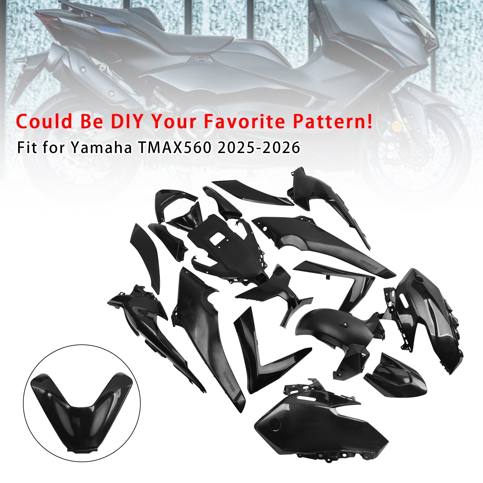 2025-2026 Yamaha TMAX560 Bodywork Fairing Injection Unpainted