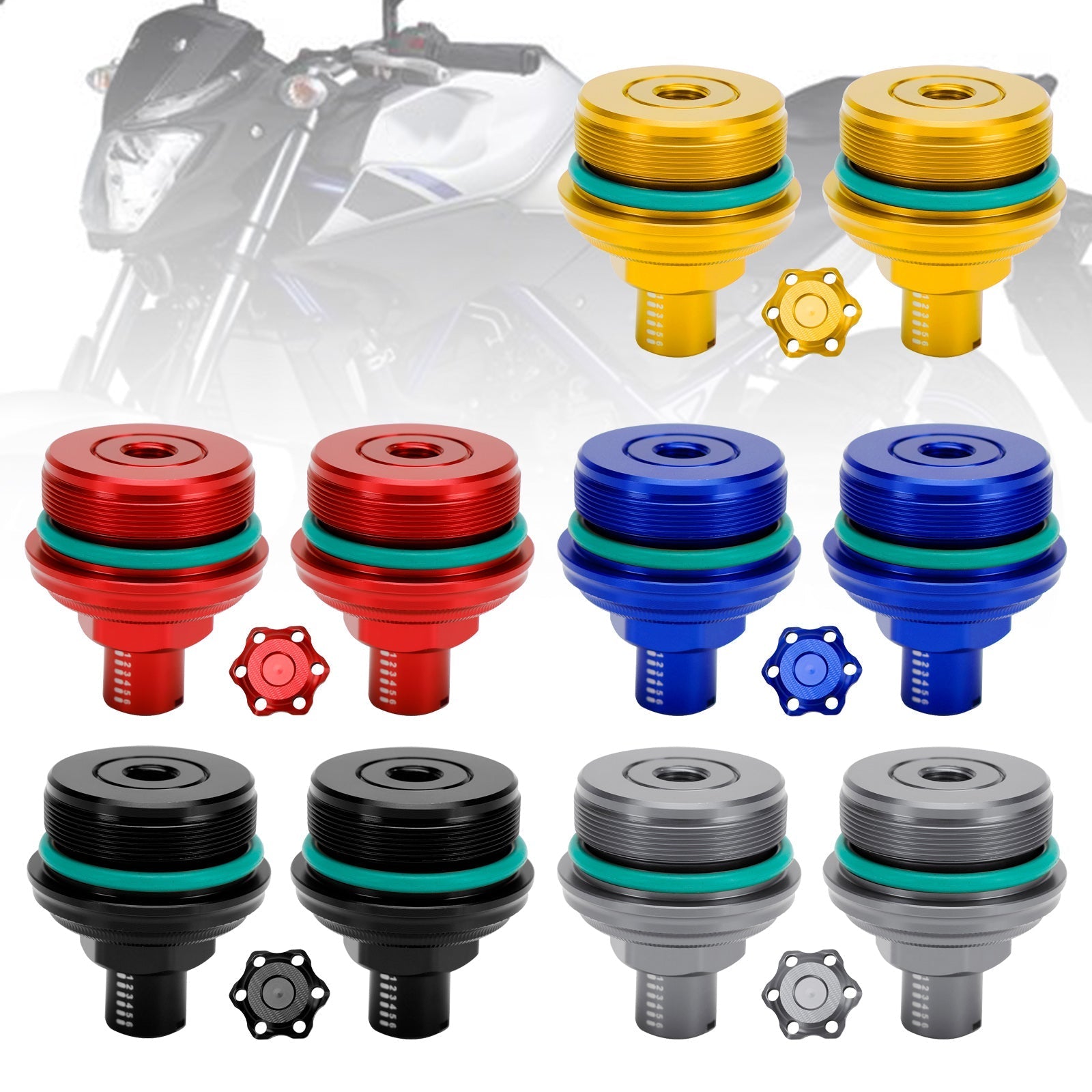 2019-2023 Yamaha Mt-03 Mt 03 2Pcs Fork Preload Adjuster Bolt Screw Cnc