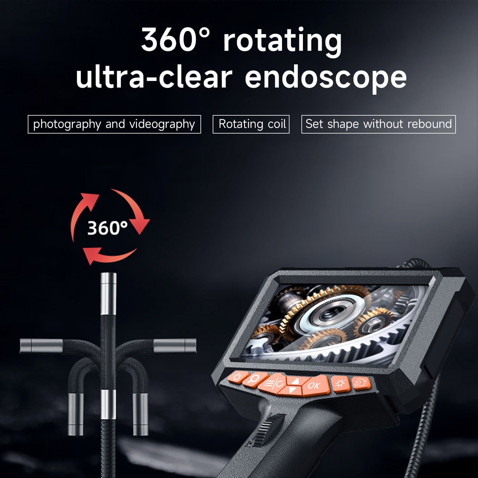 360°Two-Way Articulating Borescope Industrial Endoscope Inspection Camera